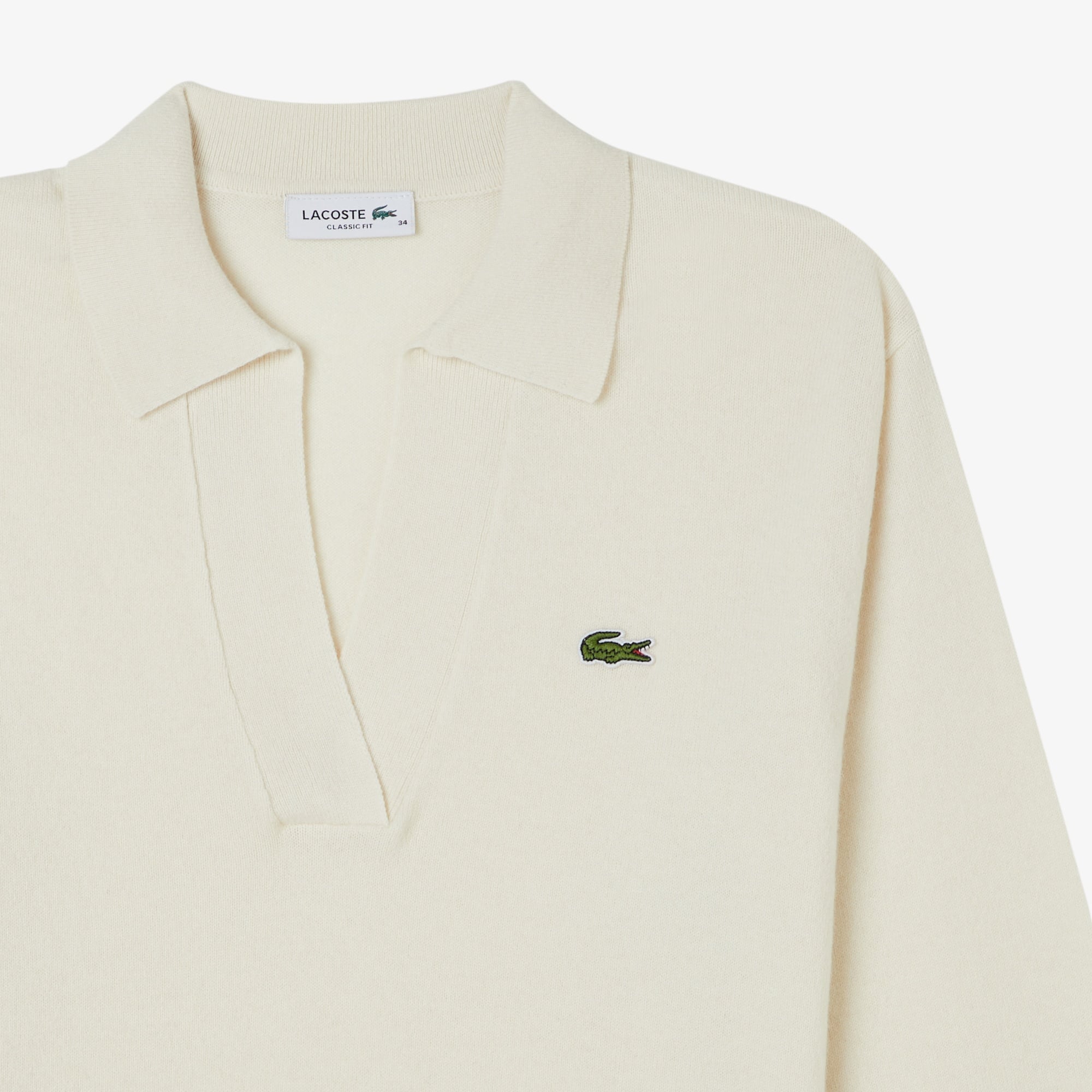 Kadın Classic Fit Polo Yaka Krem Kazak