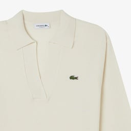 Kadın Classic Fit Polo Yaka Krem Kazak Krem