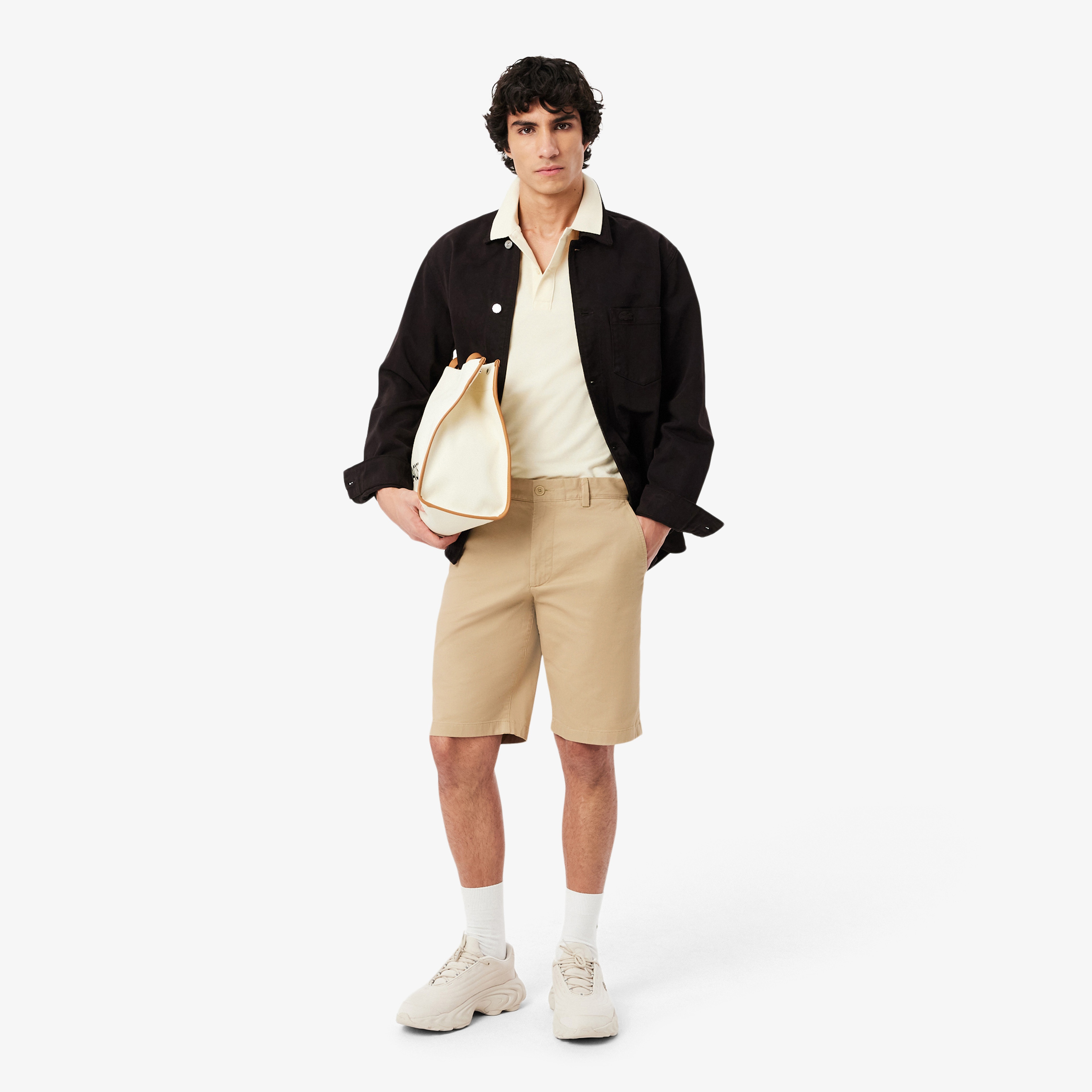 Erkek Slim Fit Bej Bermuda Şort