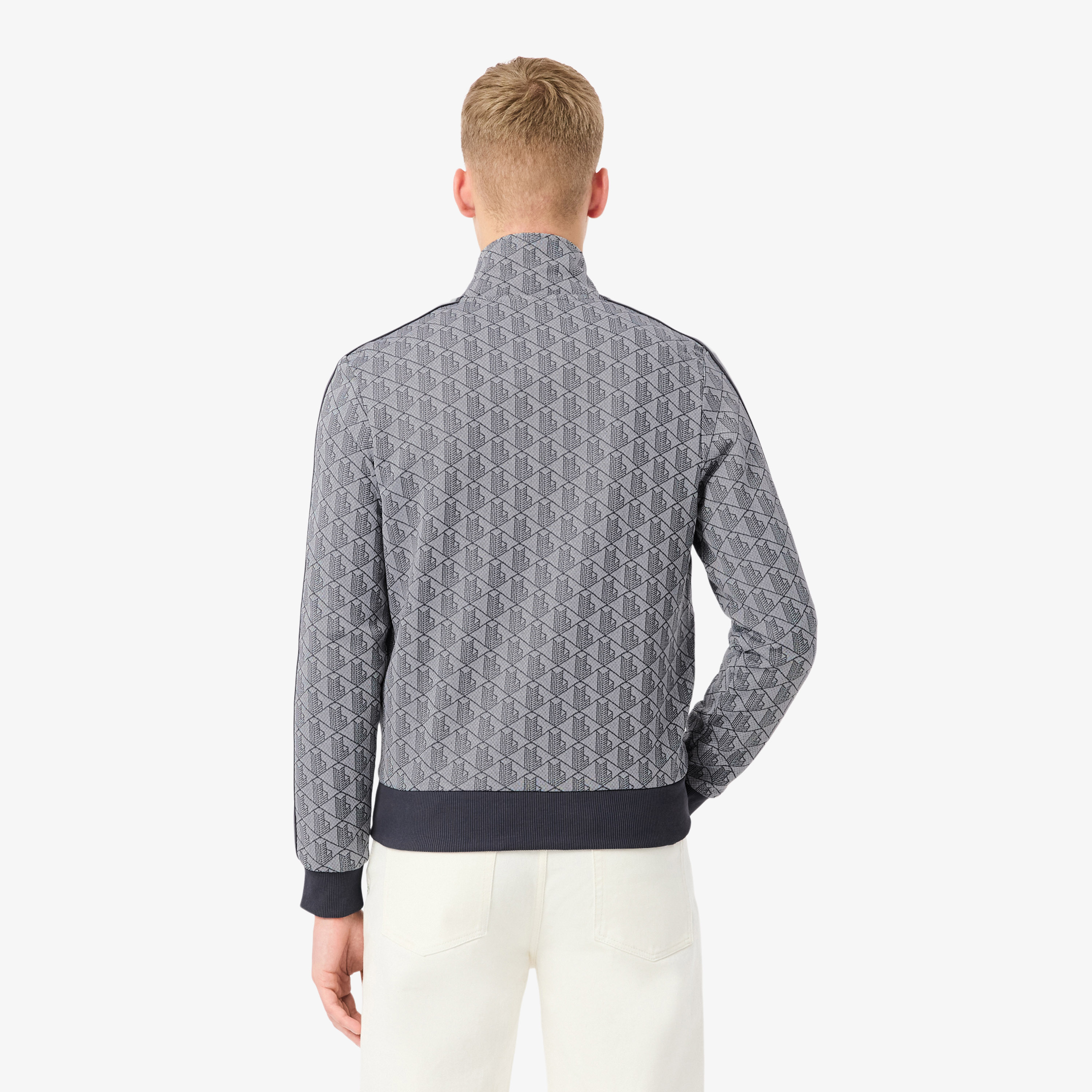 Lacoste Erkek Regular Fit Fermuarlı Monogram Gri Sweatshirt görsel 3