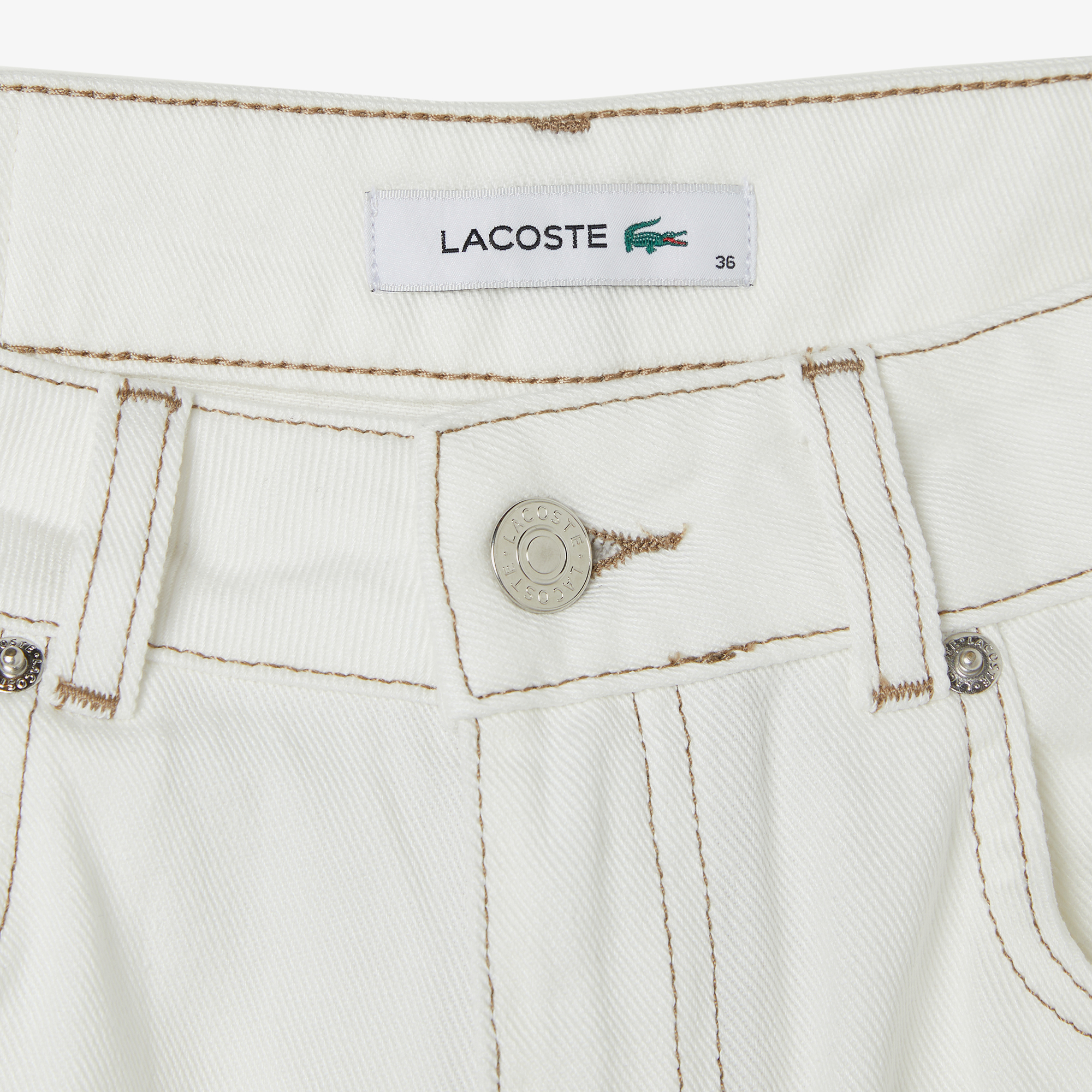 Lacoste Kadın Regular Fit Krem Jean Pantolon görsel 5