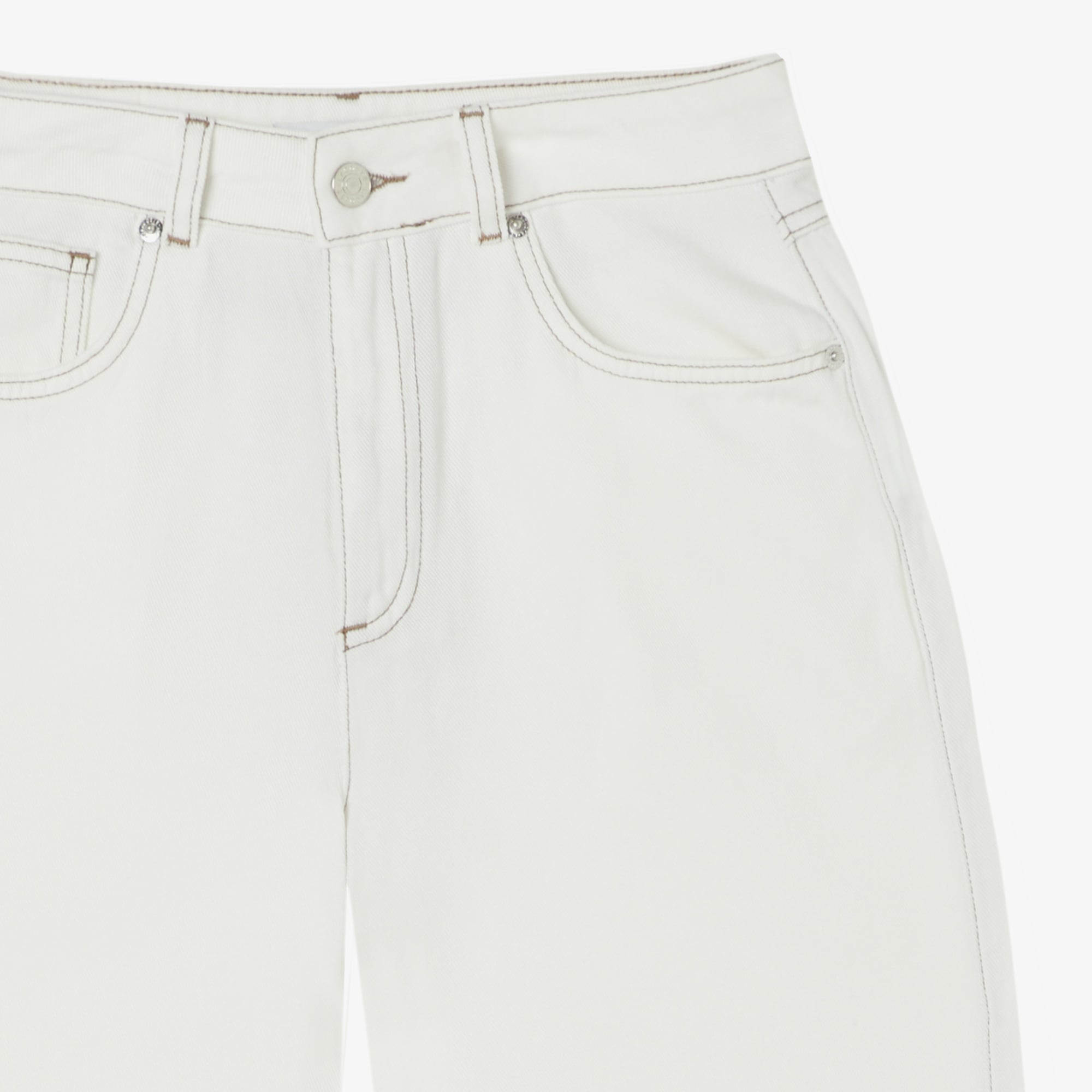 Kadın Regular Fit Krem Jean Pantolon