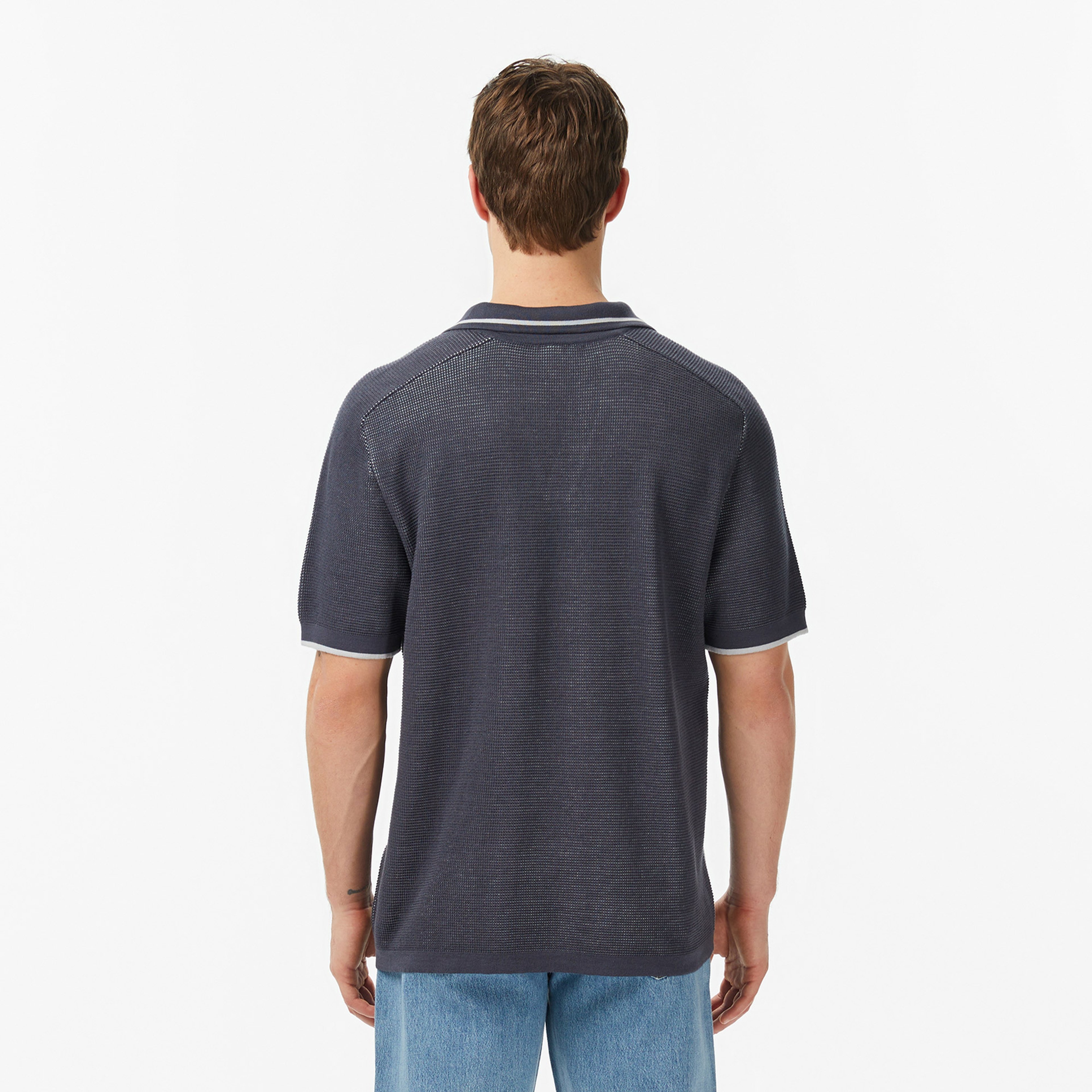 Erkek Classic Fit Kısa Kollu Polo Yaka Gri Triko Erkek Classic Fit Kısa Kollu Polo Yaka Gri Triko