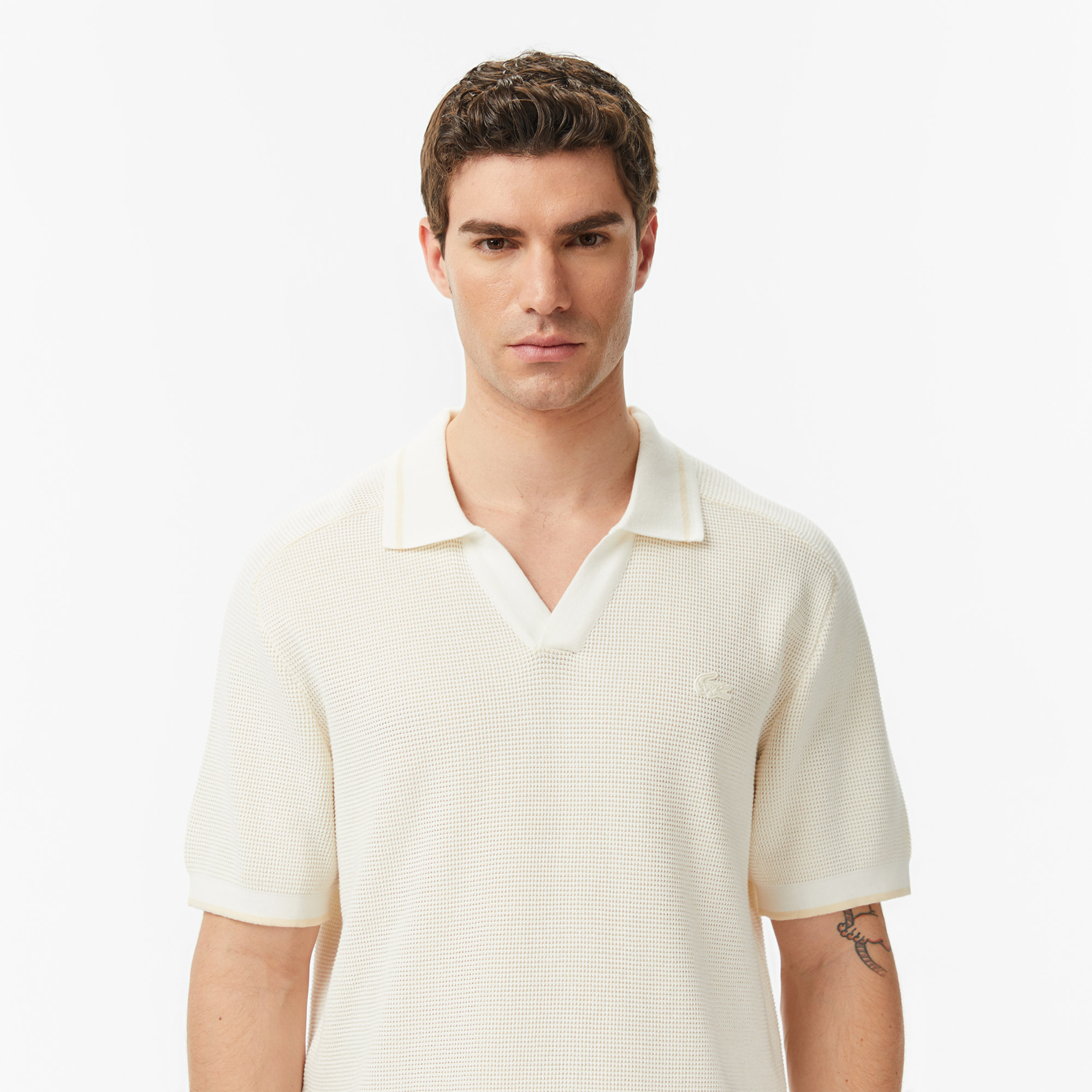 Lacoste Erkek Classic Fit Kısa Kollu Polo Yaka Bej Triko görsel 2
