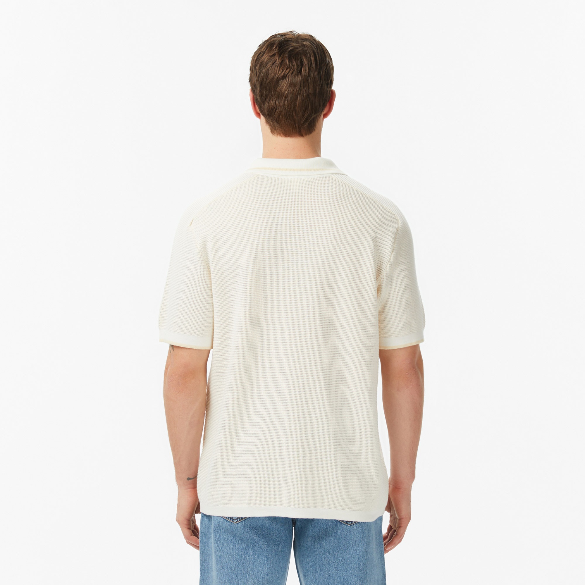 Erkek Classic Fit Kısa Kollu Polo Yaka Krem Triko