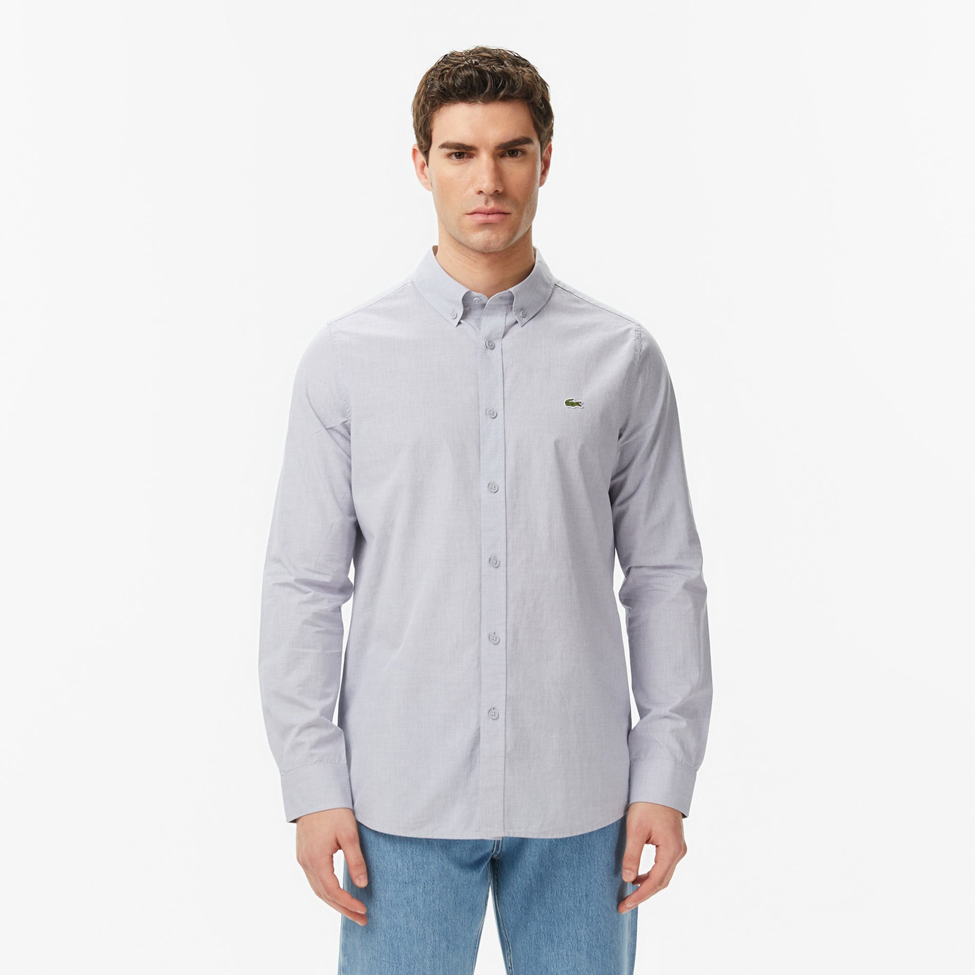 Erkek Slim Fit Gri Gömlek