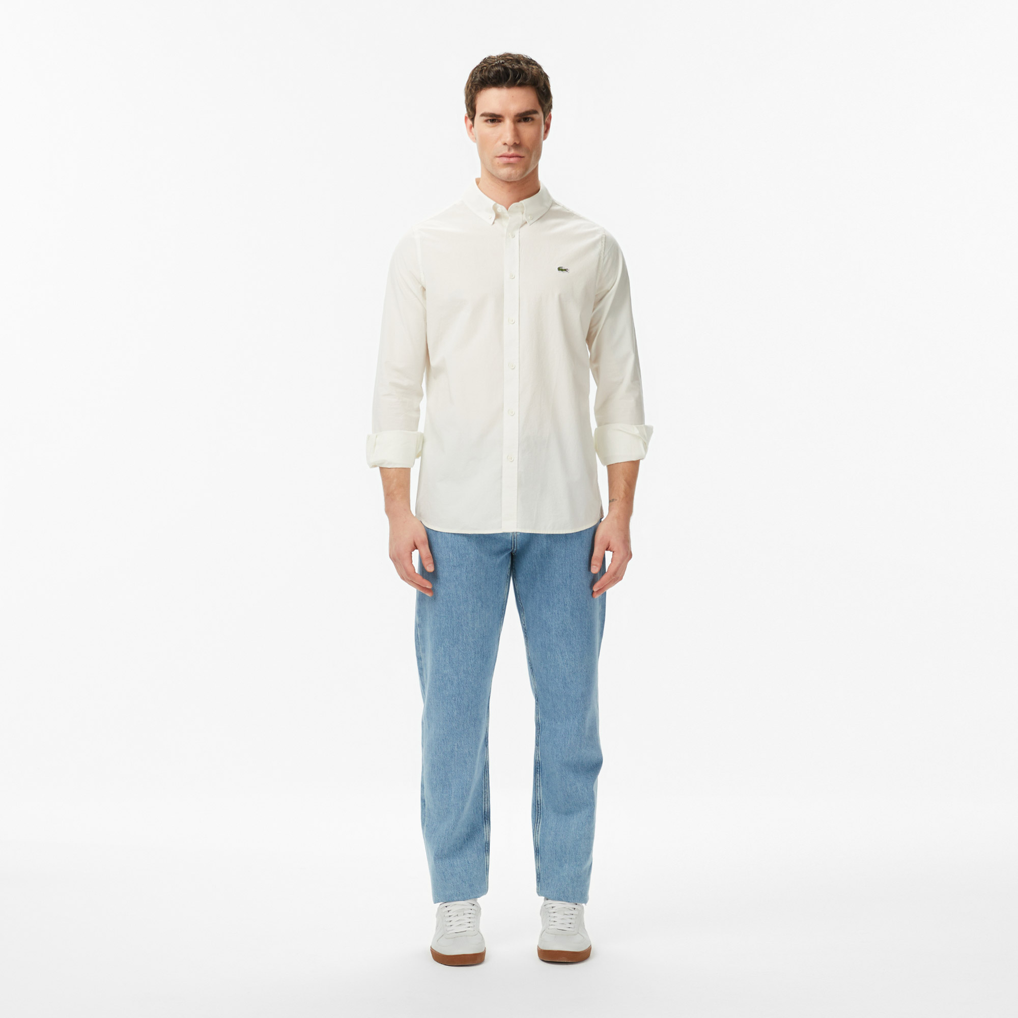 Lacoste Erkek Slim Fit Krem Gömlek görsel 6