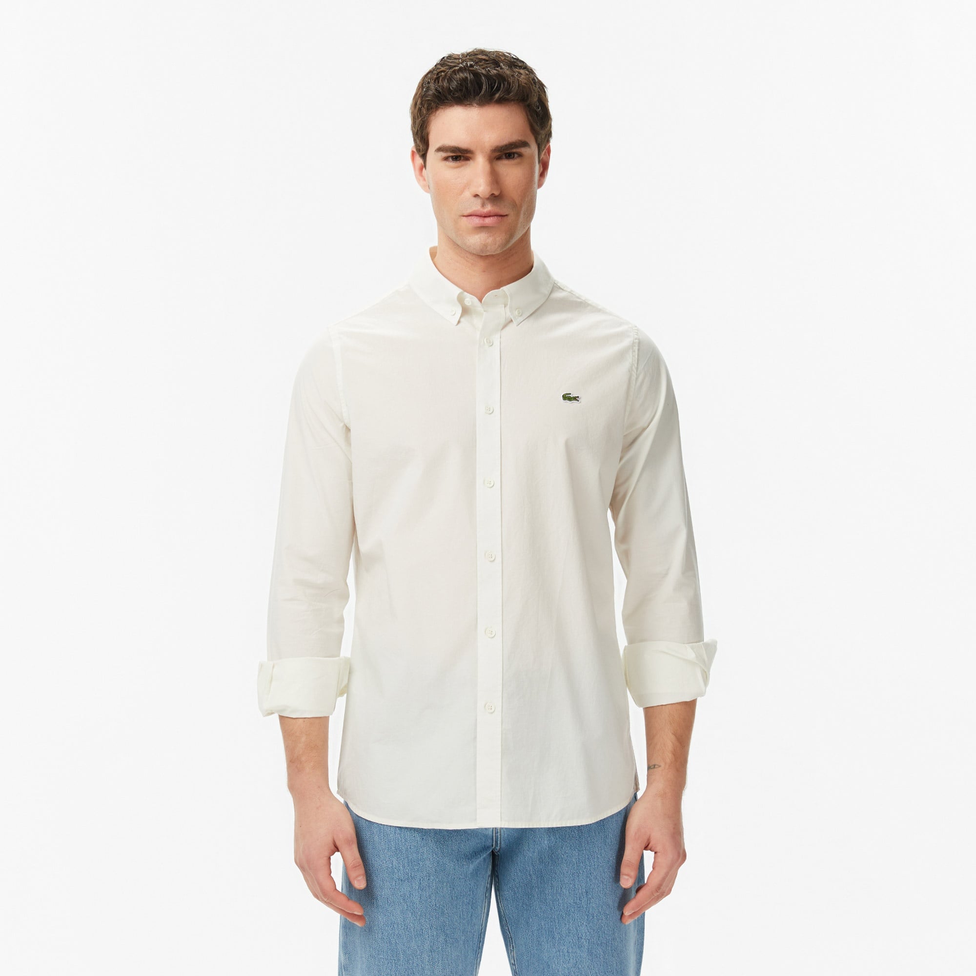 Erkek Slim Fit Krem Gömlek