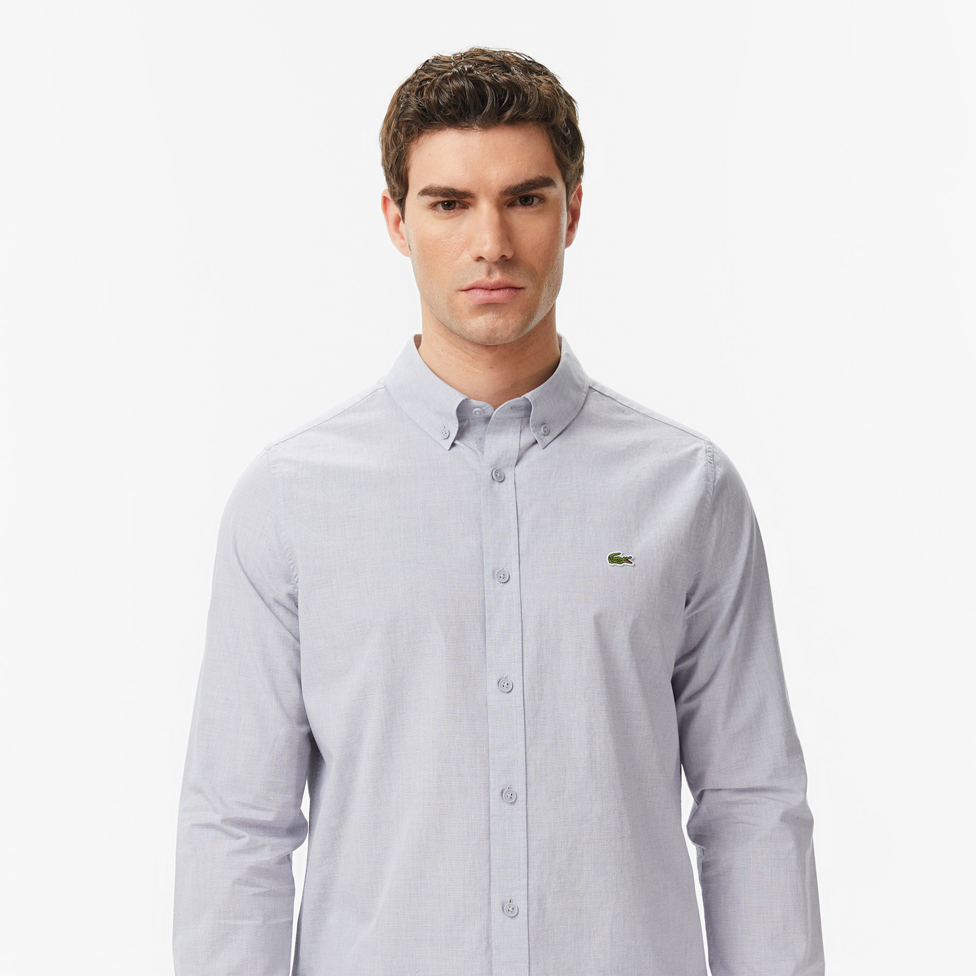 Lacoste Erkek Slim Fit Gri Gömlek görsel 2