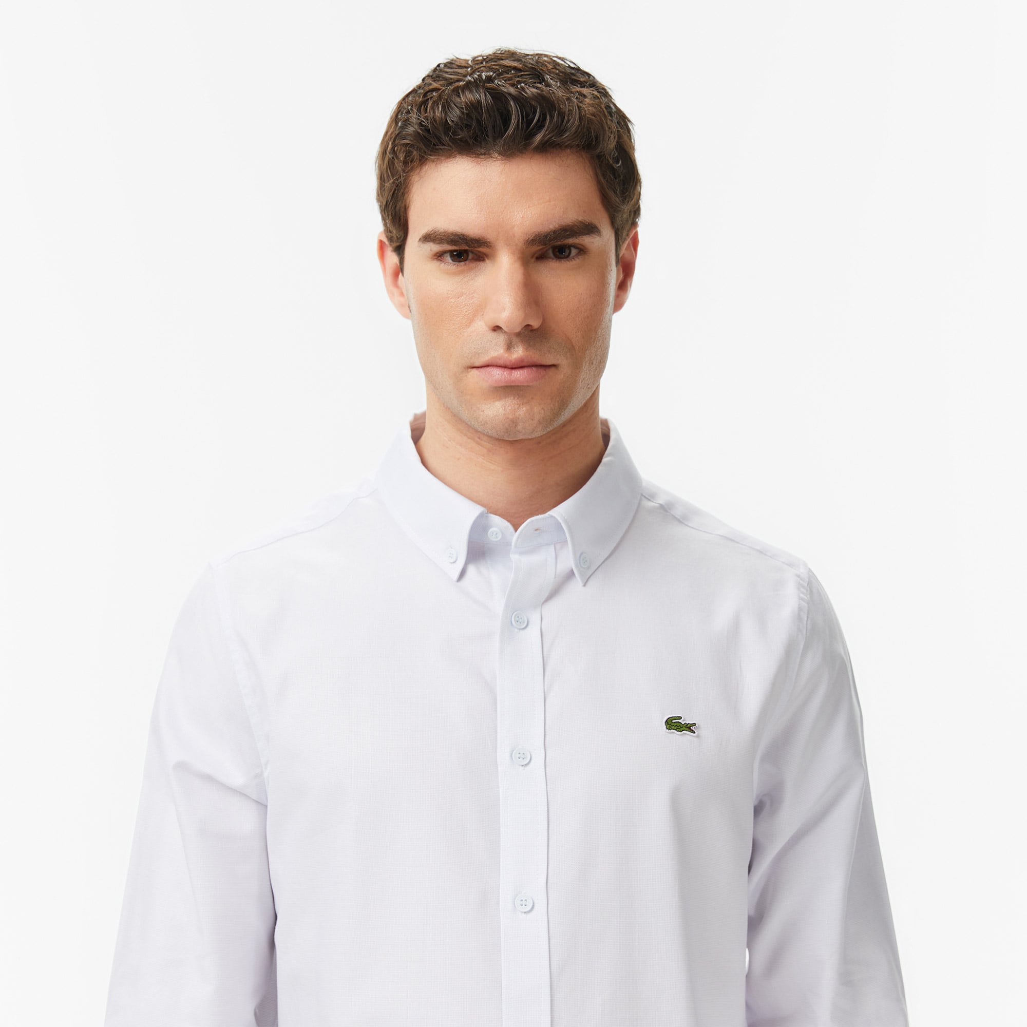 Lacoste Erkek Slim Fit Düğmeli Yaka Açık Mavi Gömlek görsel 2