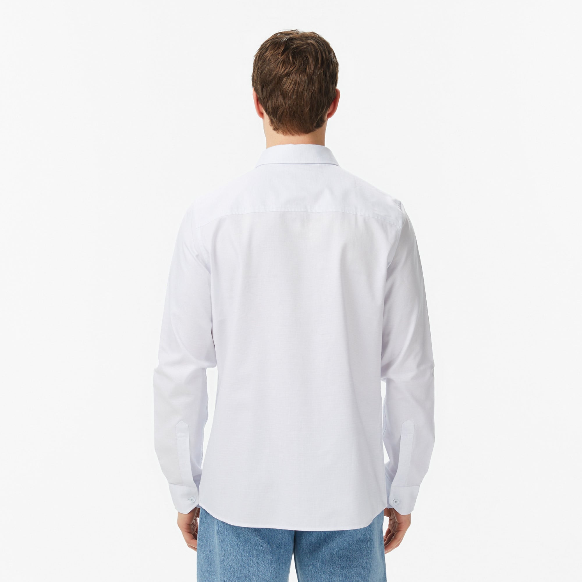 Lacoste Erkek Slim Fit Düğmeli Yaka Açık Mavi Gömlek görsel 5