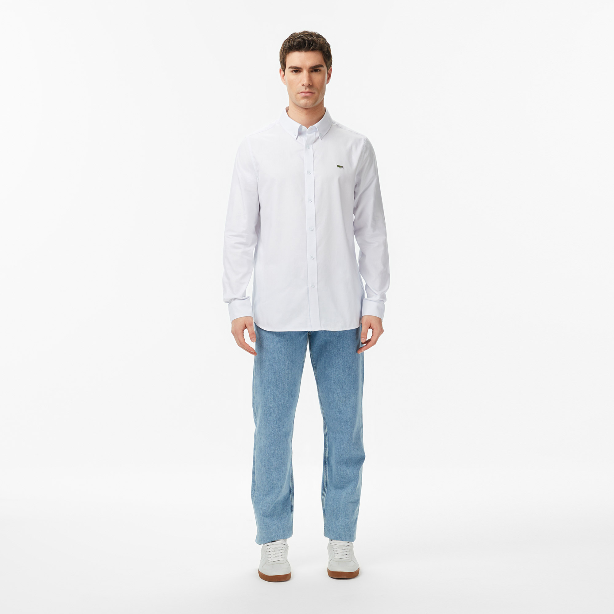 Lacoste Erkek Slim Fit Düğmeli Yaka Açık Mavi Gömlek görsel 6