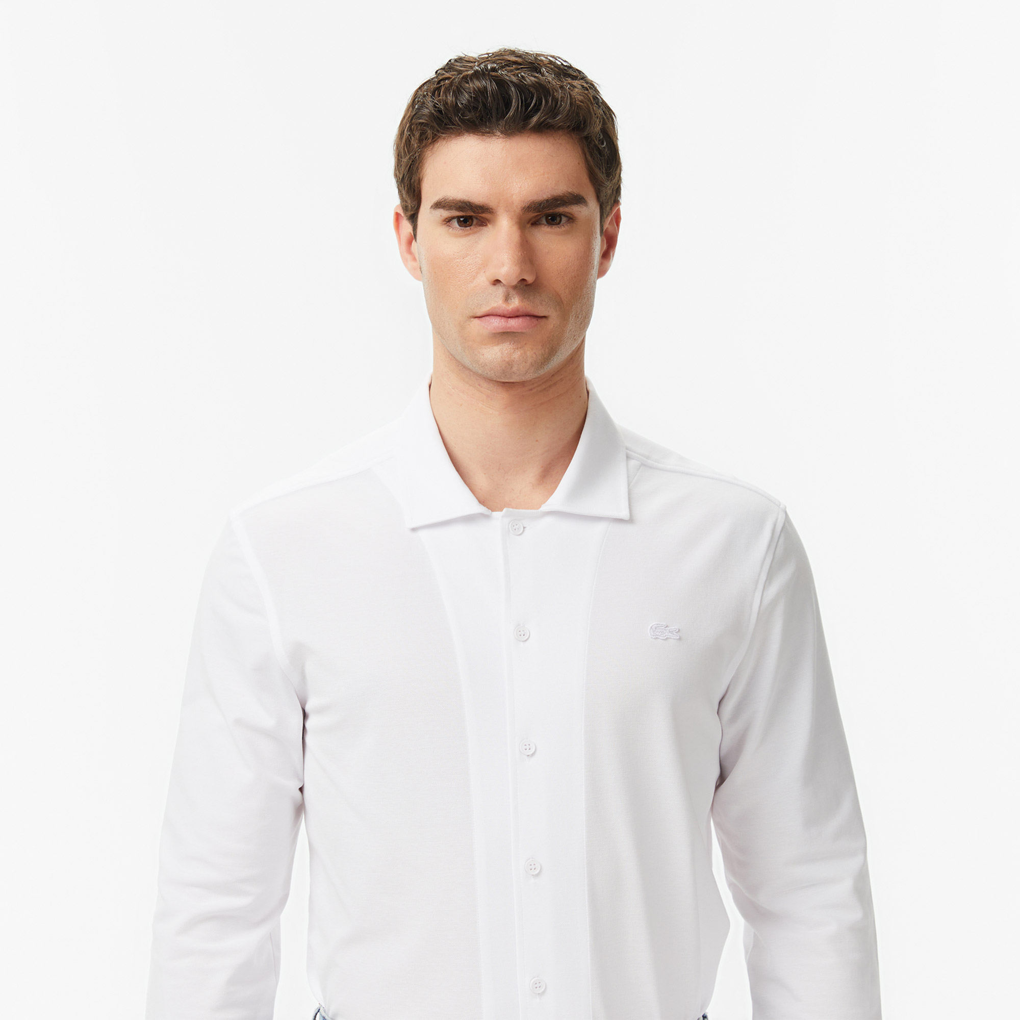 Lacoste Erkek Slim Fit Beyaz Gömlek görsel 2