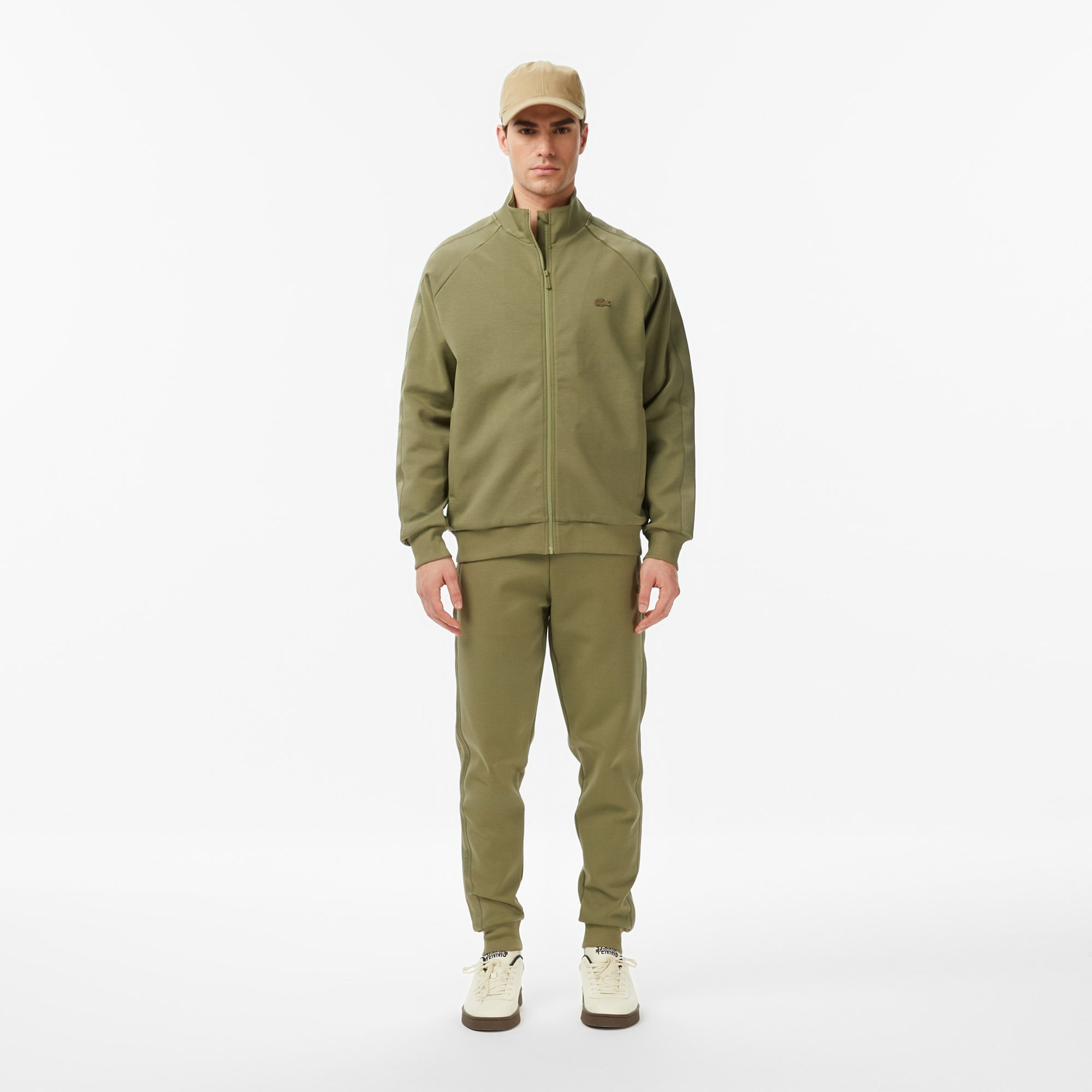 Erkek Classic Fit Dik Yaka Haki Sweatshirt