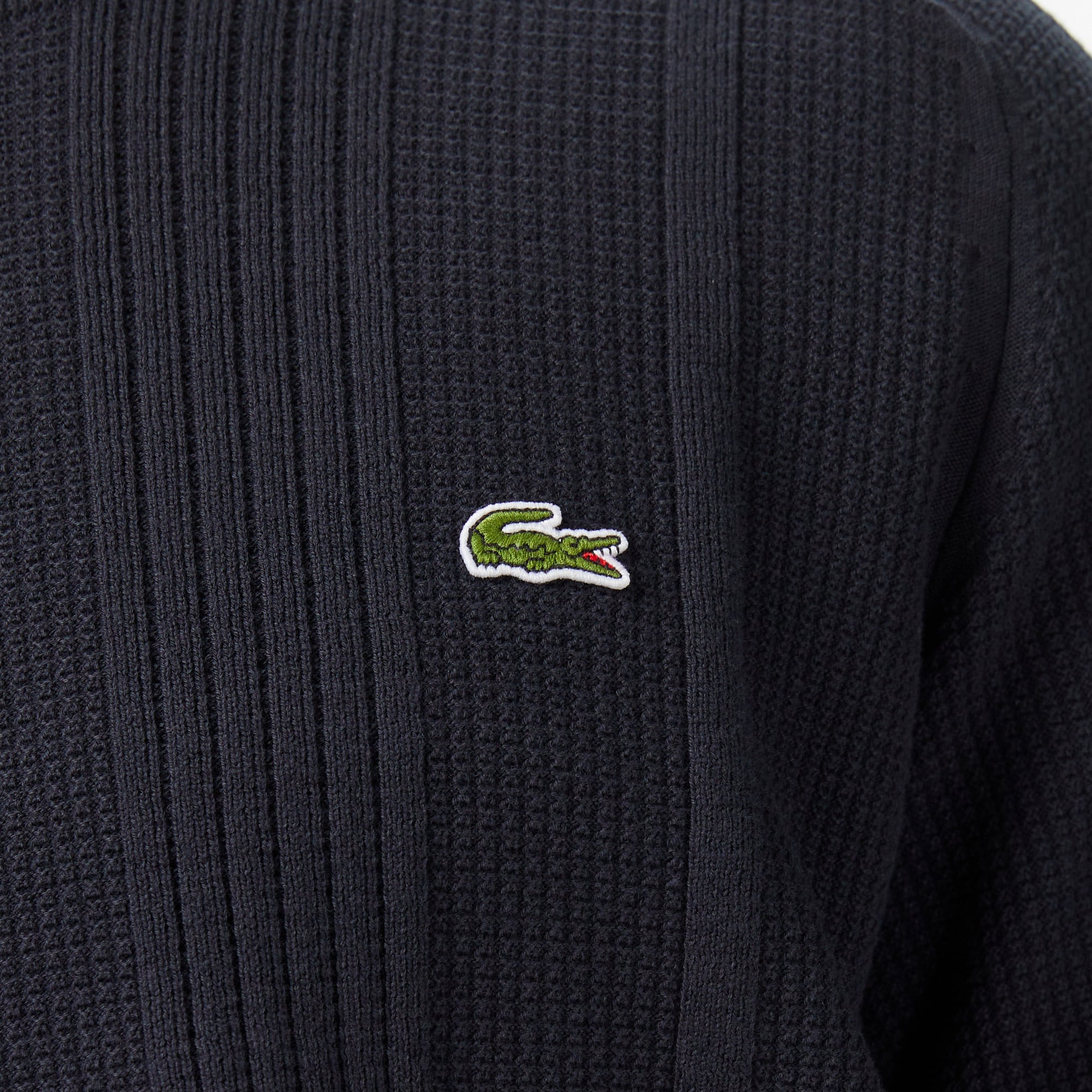 Lacoste Erkek Classic Fit Kısa Kollu Bisiklet Yaka Çizgili Koyu Gri Triko görsel 7