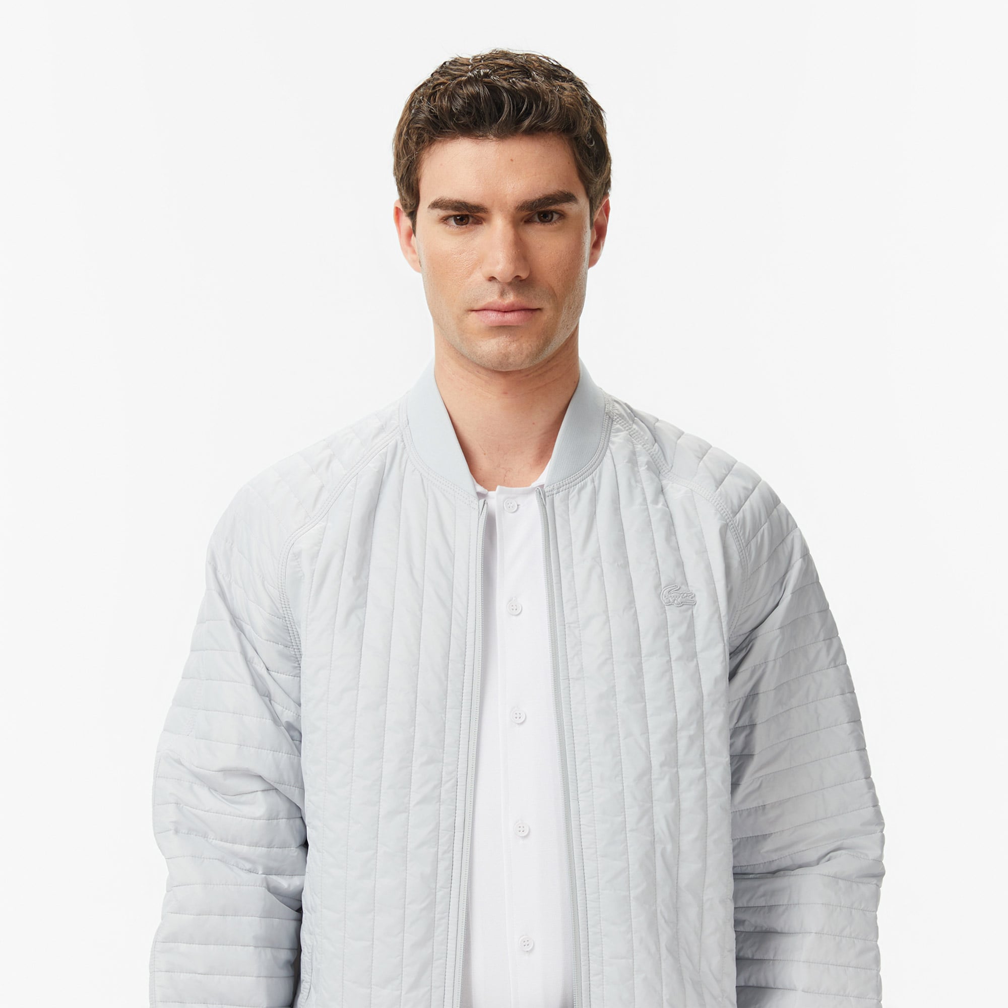 Lacoste Erkek Relaxed Fit Fermuarlı Gri Bomber Ceket görsel 2