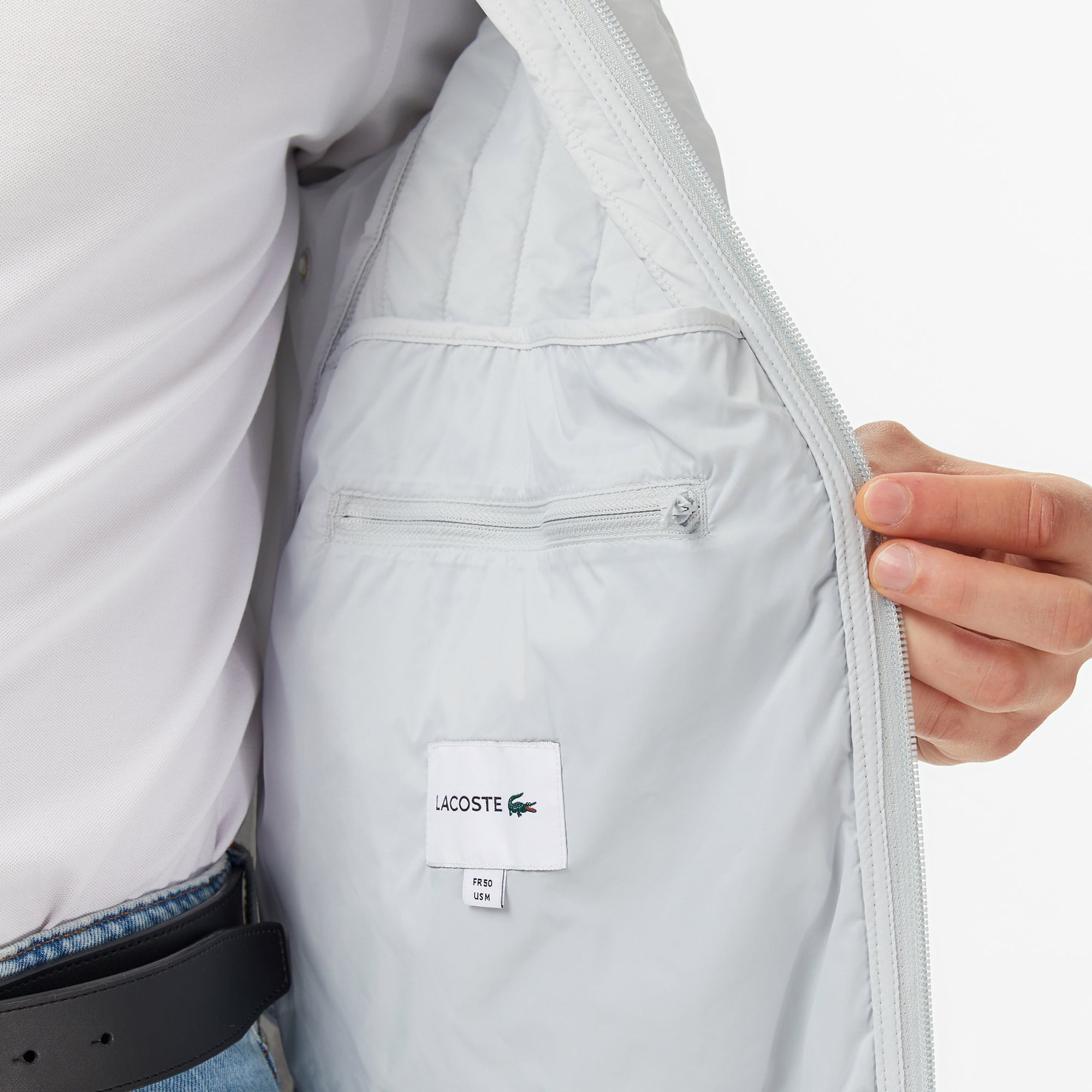 Lacoste Erkek Relaxed Fit Fermuarlı Gri Bomber Ceket görsel 8