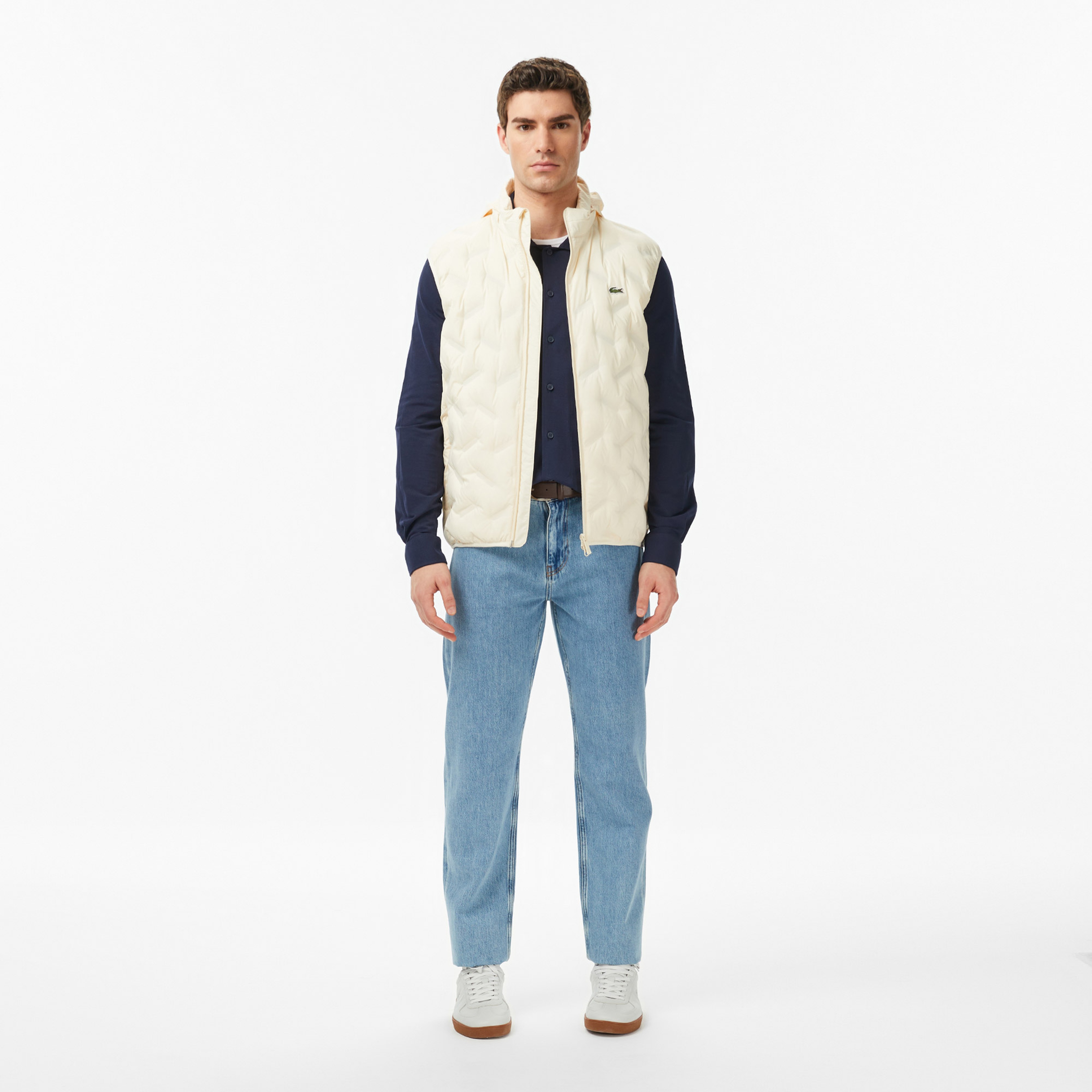 Erkek Regular Fit Dik Yaka Kapitone Bej Yelek