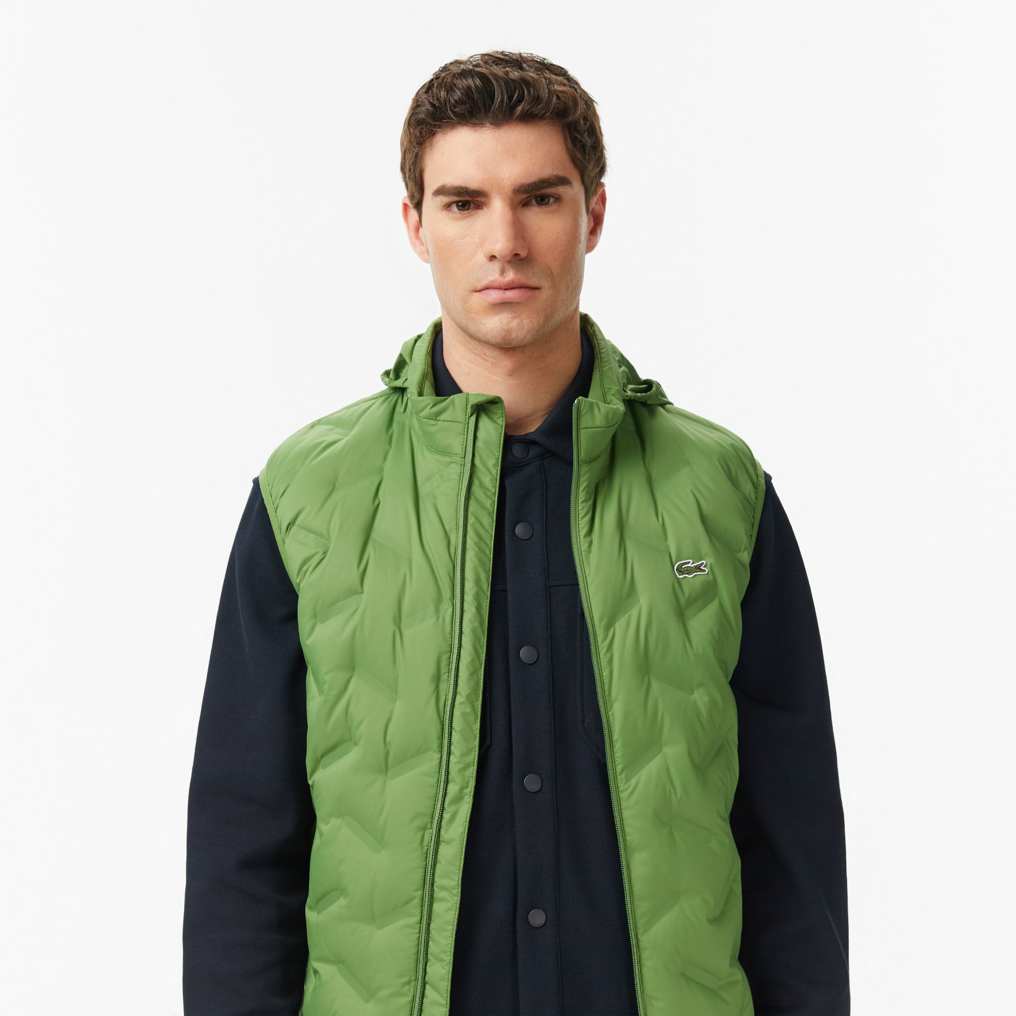 Lacoste Erkek Regular Fit Dik Yaka Kapitone Yeşil Yelek görsel 2