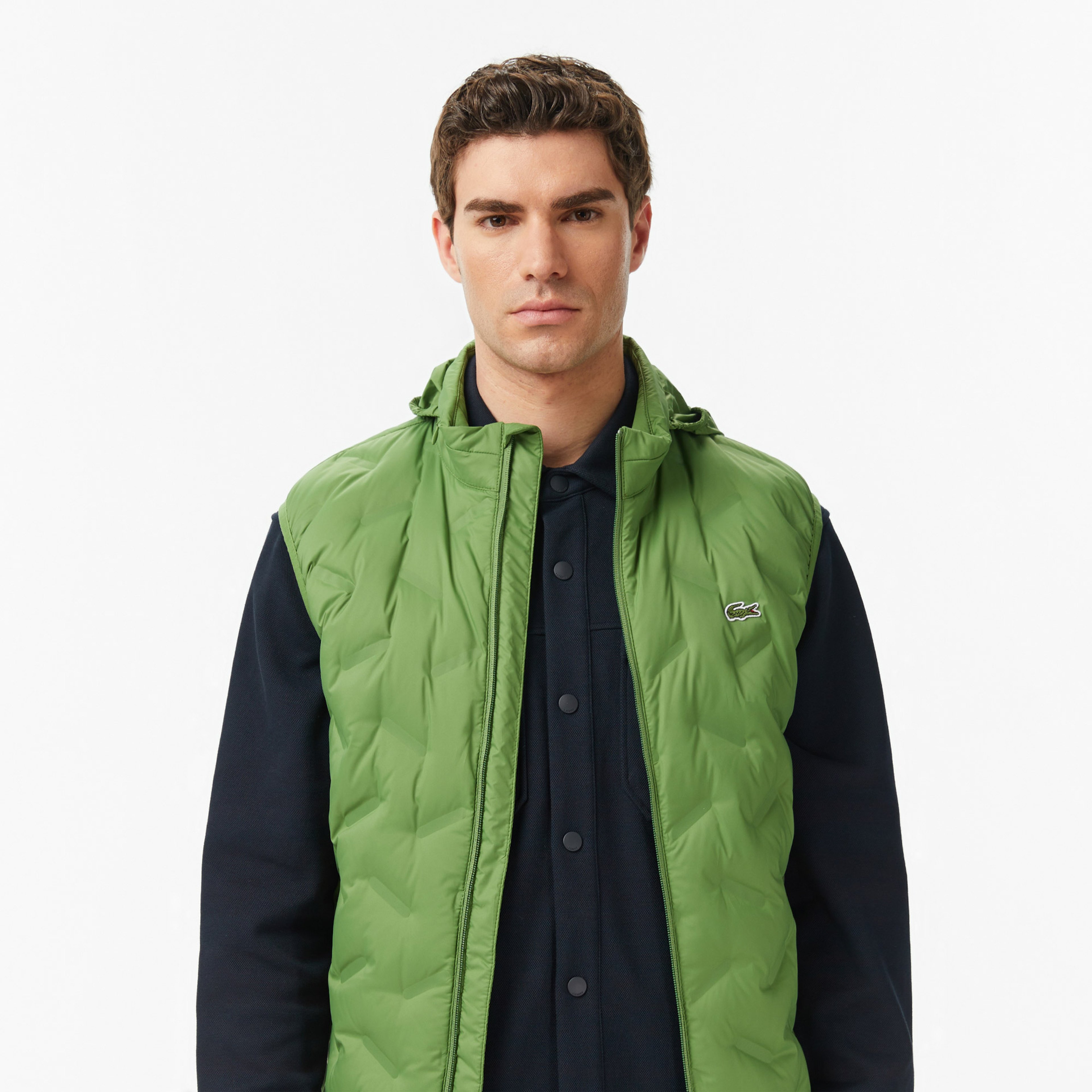 Erkek Regular Fit Dik Yaka Kapitone Yeşil Yelek