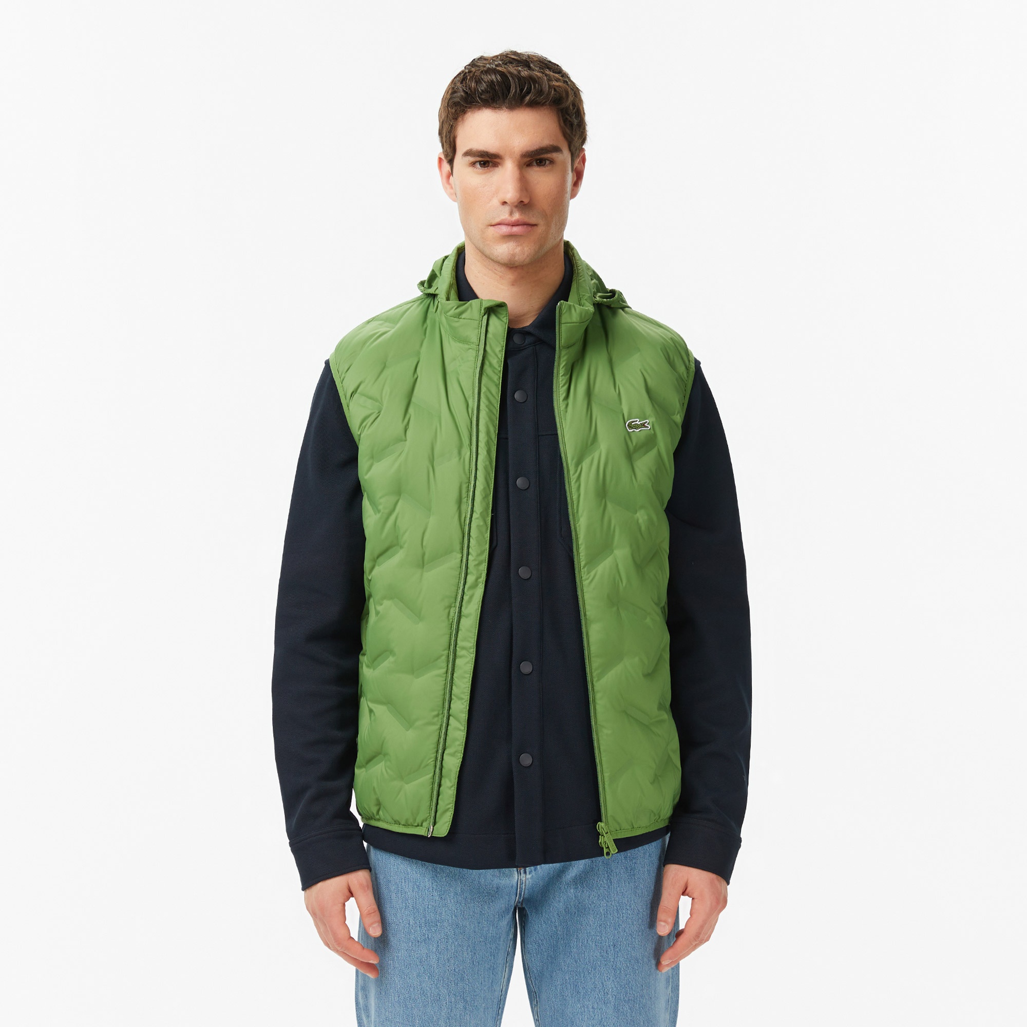 Erkek Regular Fit Dik Yaka Kapitone Yeşil Yelek