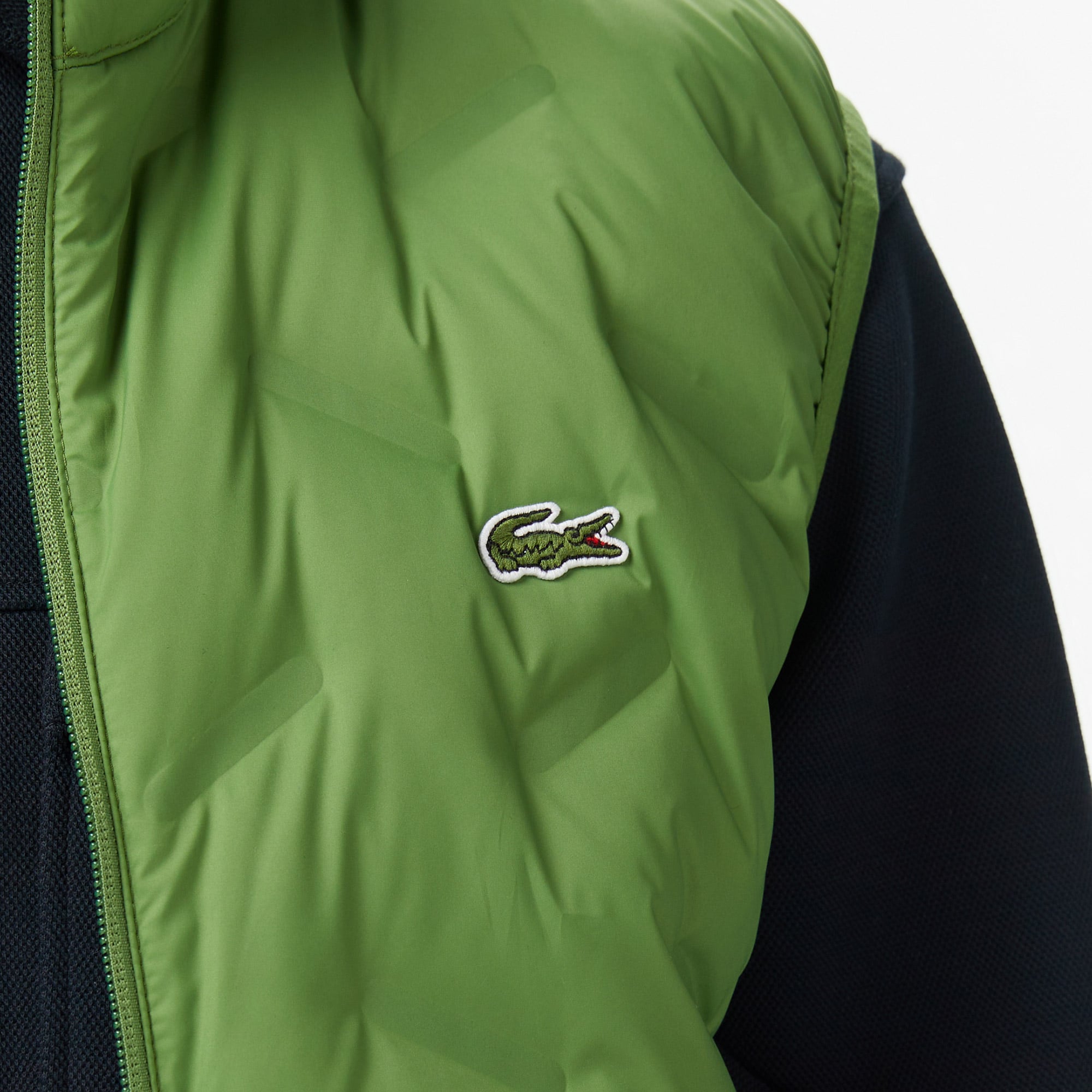 Lacoste Erkek Regular Fit Dik Yaka Kapitone Yeşil Yelek görsel 7