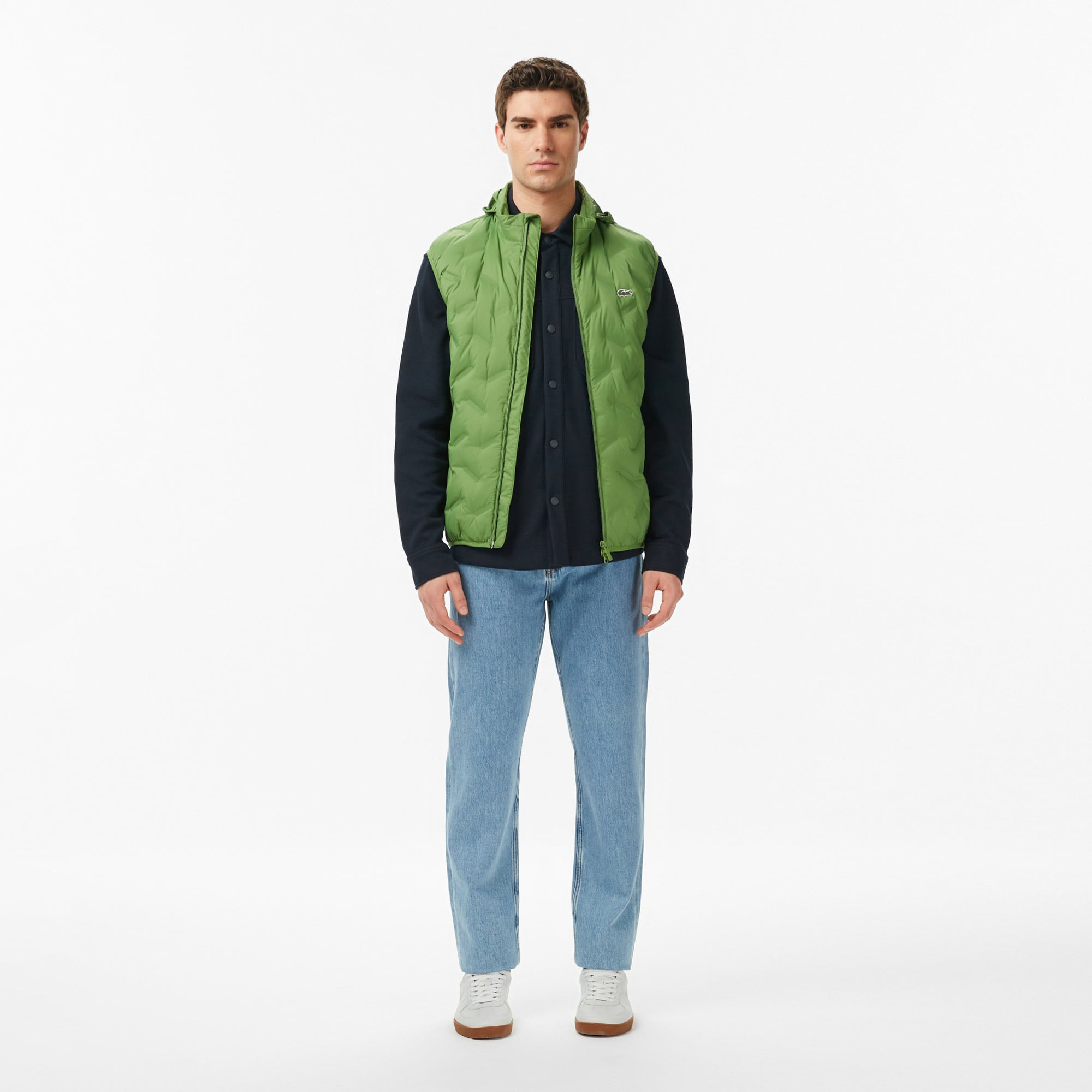 Lacoste Erkek Regular Fit Dik Yaka Kapitone Yeşil Yelek görsel 6
