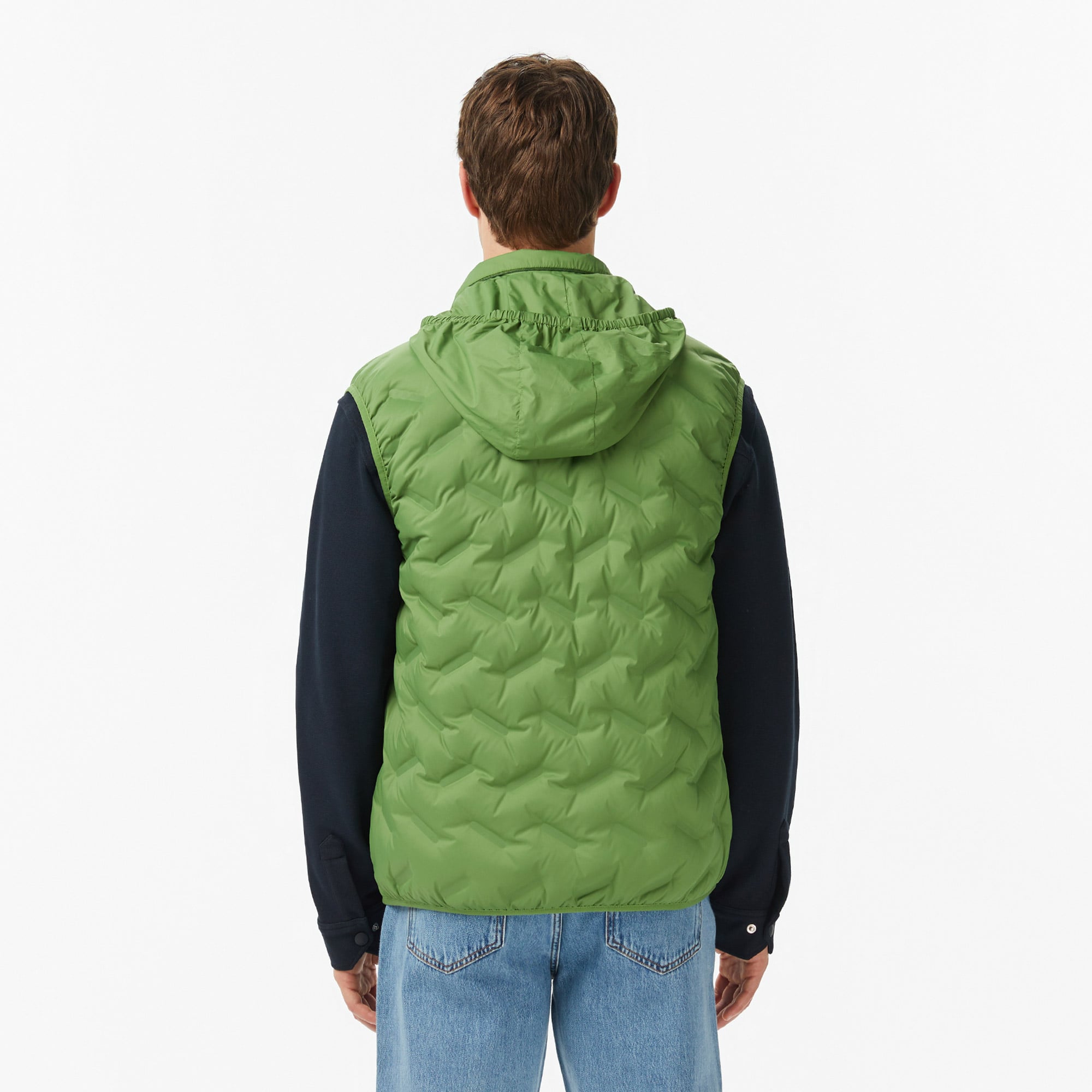 Lacoste Erkek Regular Fit Dik Yaka Kapitone Yeşil Yelek görsel 5