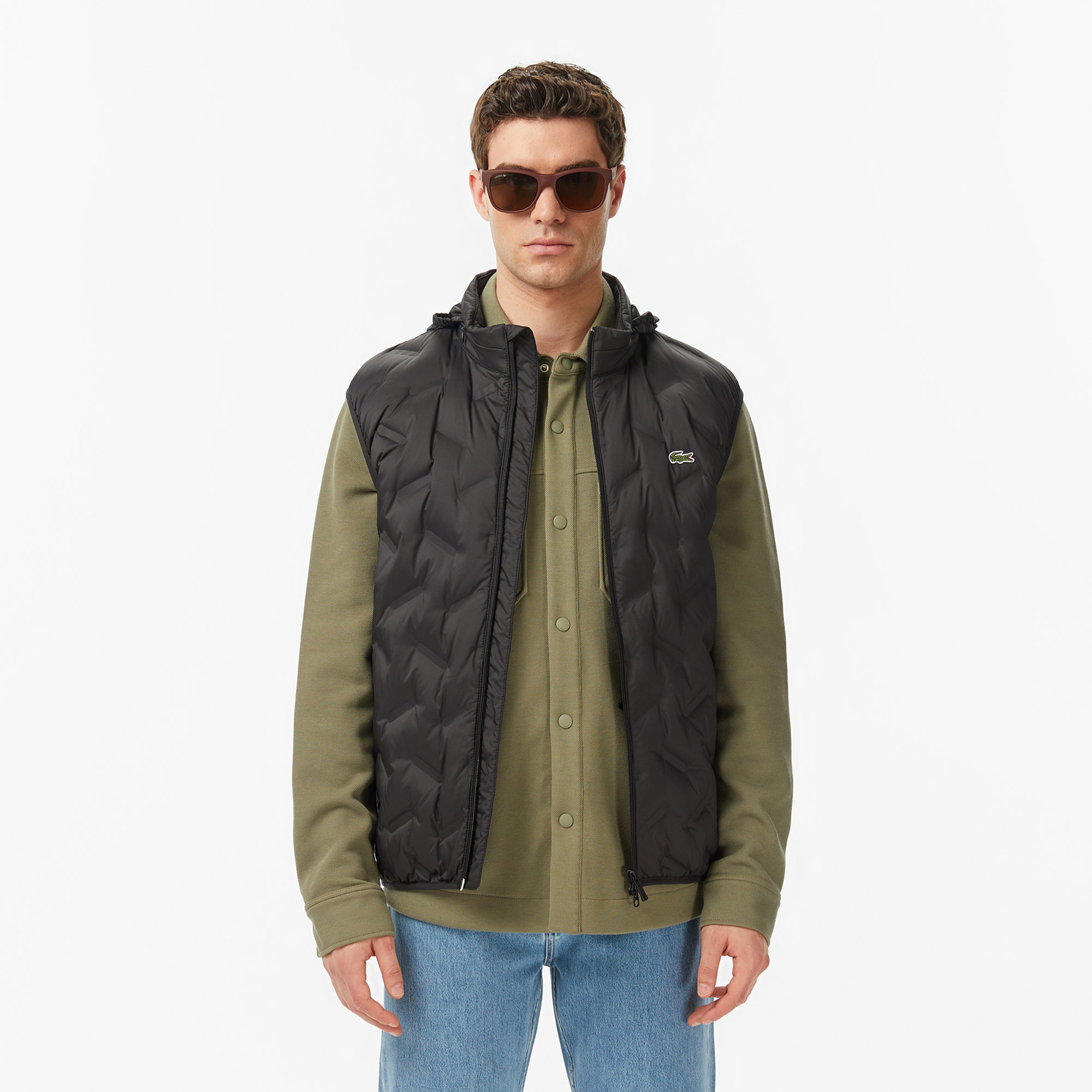 Erkek Regular Fit Dik Yaka Kapitone Siyah Yelek