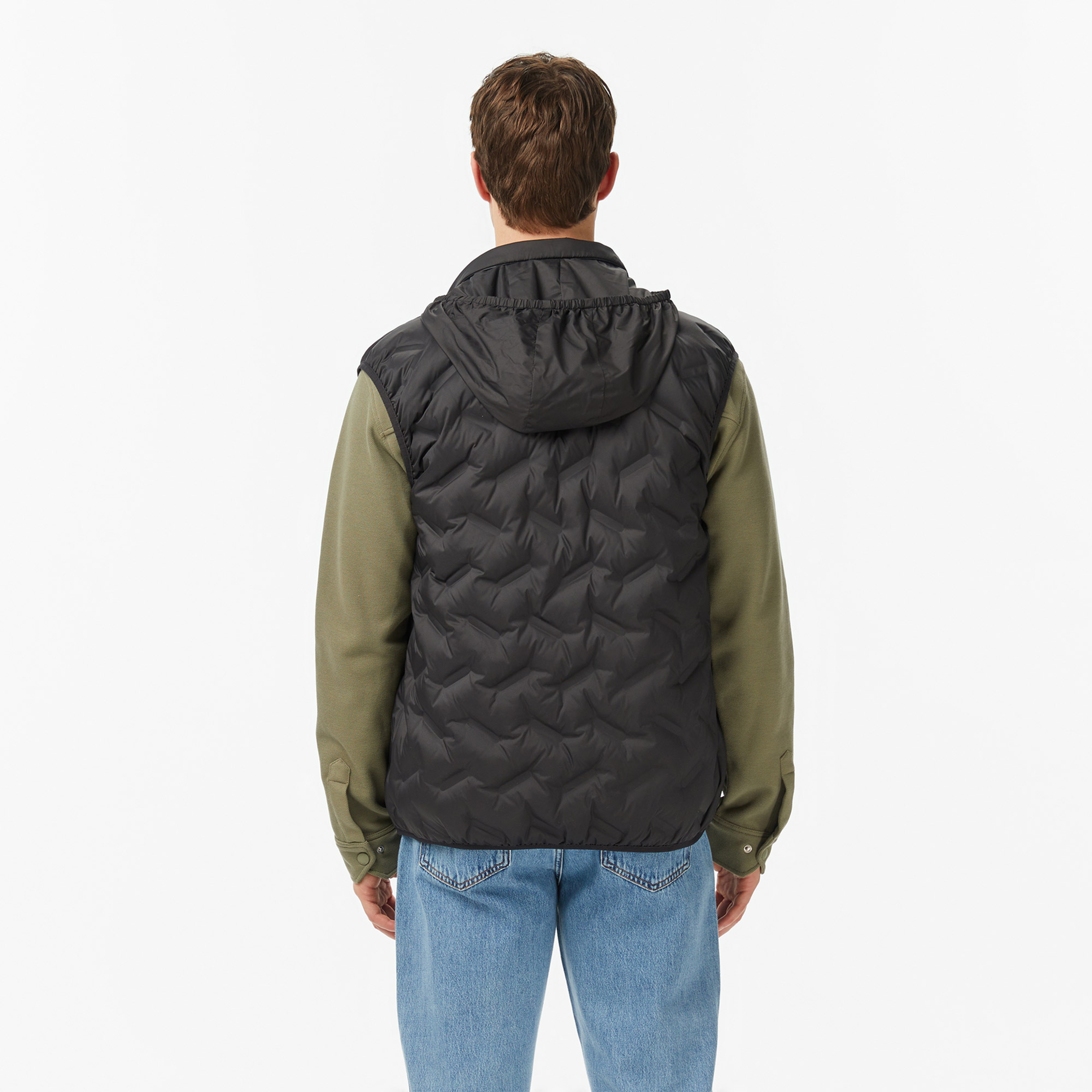 Erkek Regular Fit Dik Yaka Kapitone Siyah Yelek