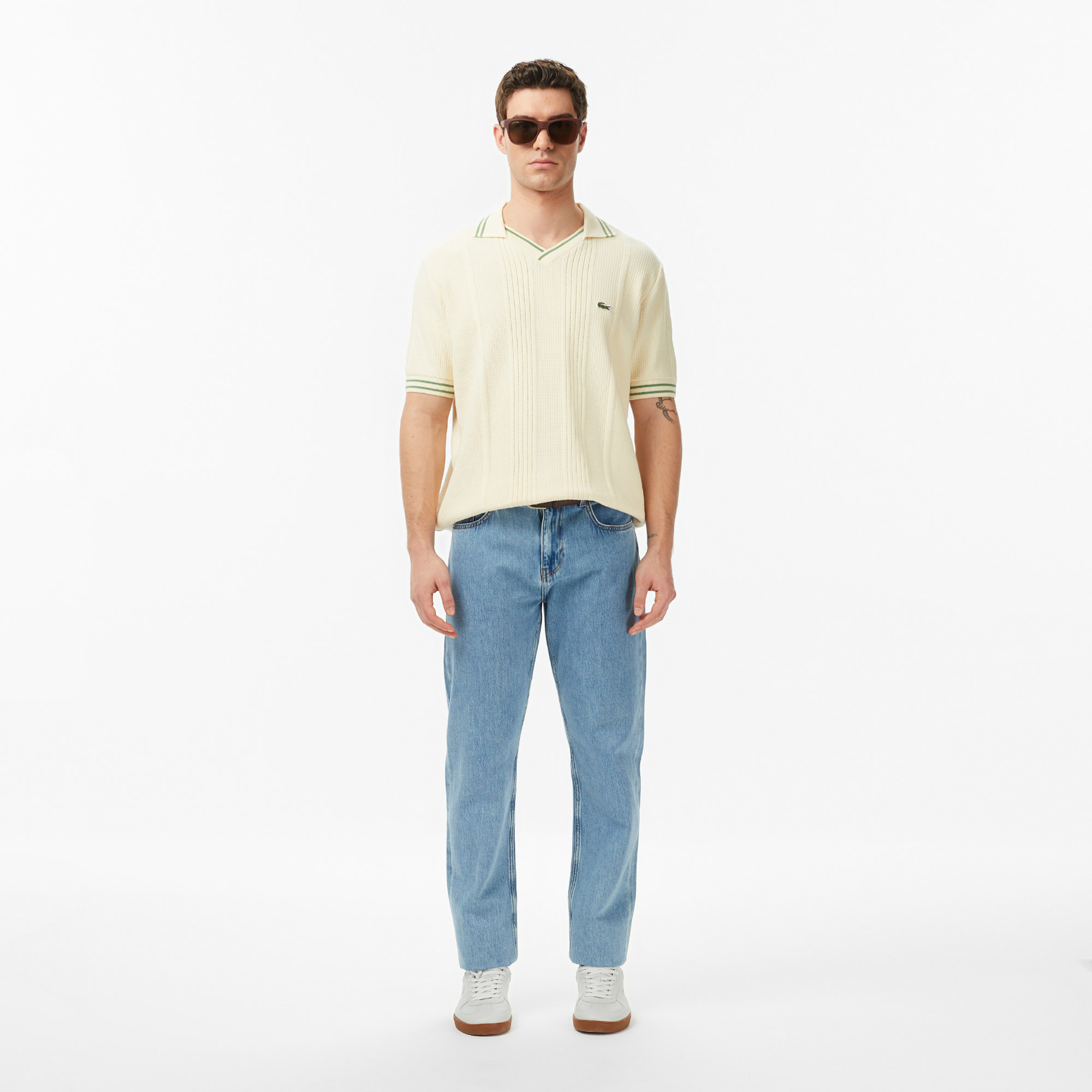 Lacoste Erkek Classic Fit Kısa Kollu Polo Yaka Bej Triko görsel 6