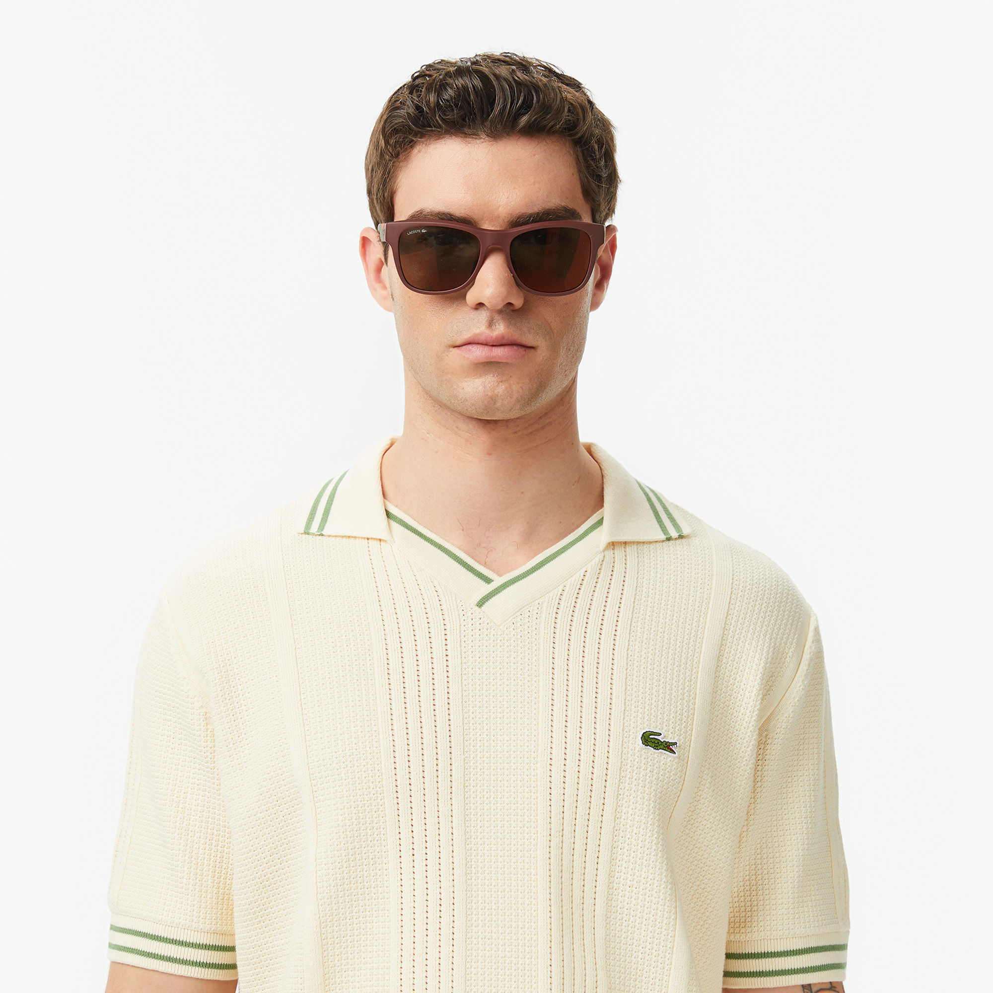 Lacoste Erkek Classic Fit Kısa Kollu Polo Yaka Bej Triko görsel 2