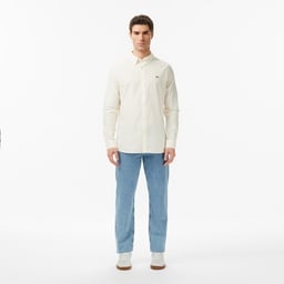 Erkek Slim Fit Düğmeli Yaka Bej Gömlek Bej