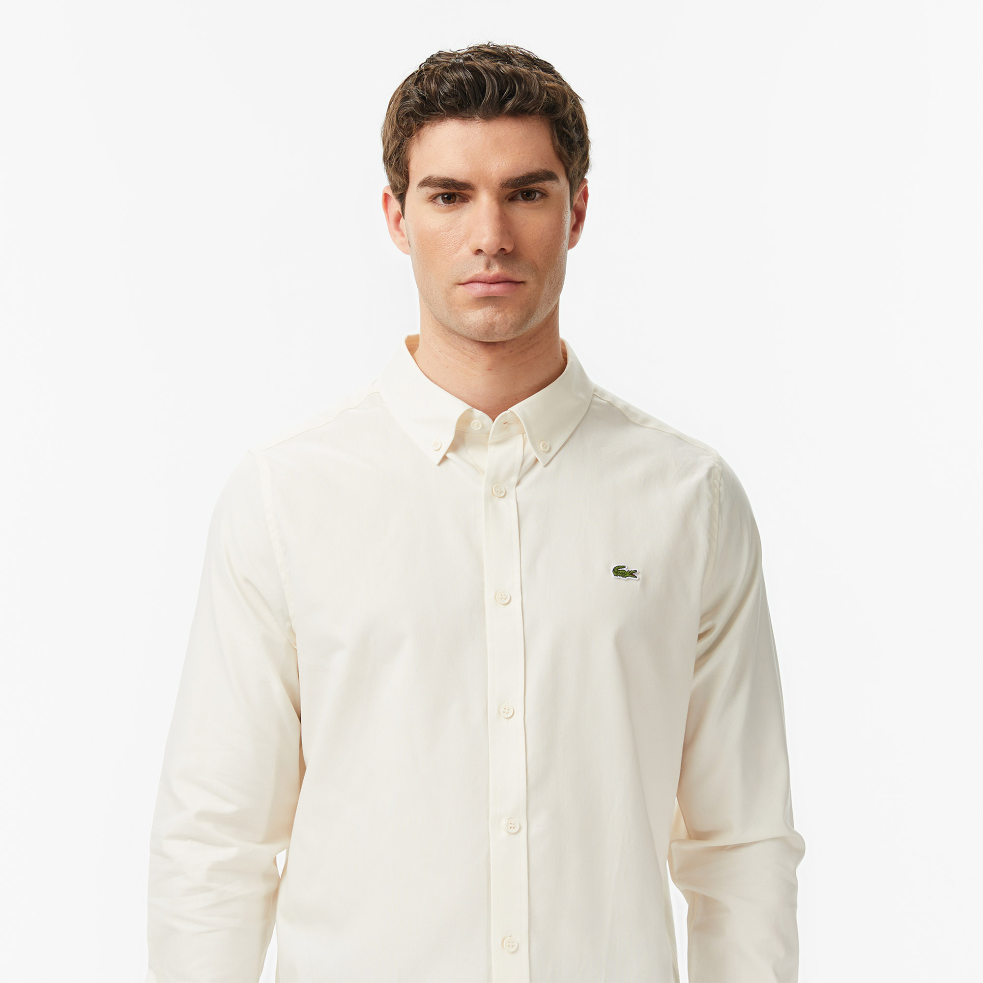 Lacoste Erkek Slim Fit Düğmeli Yaka Bej Gömlek görsel 2