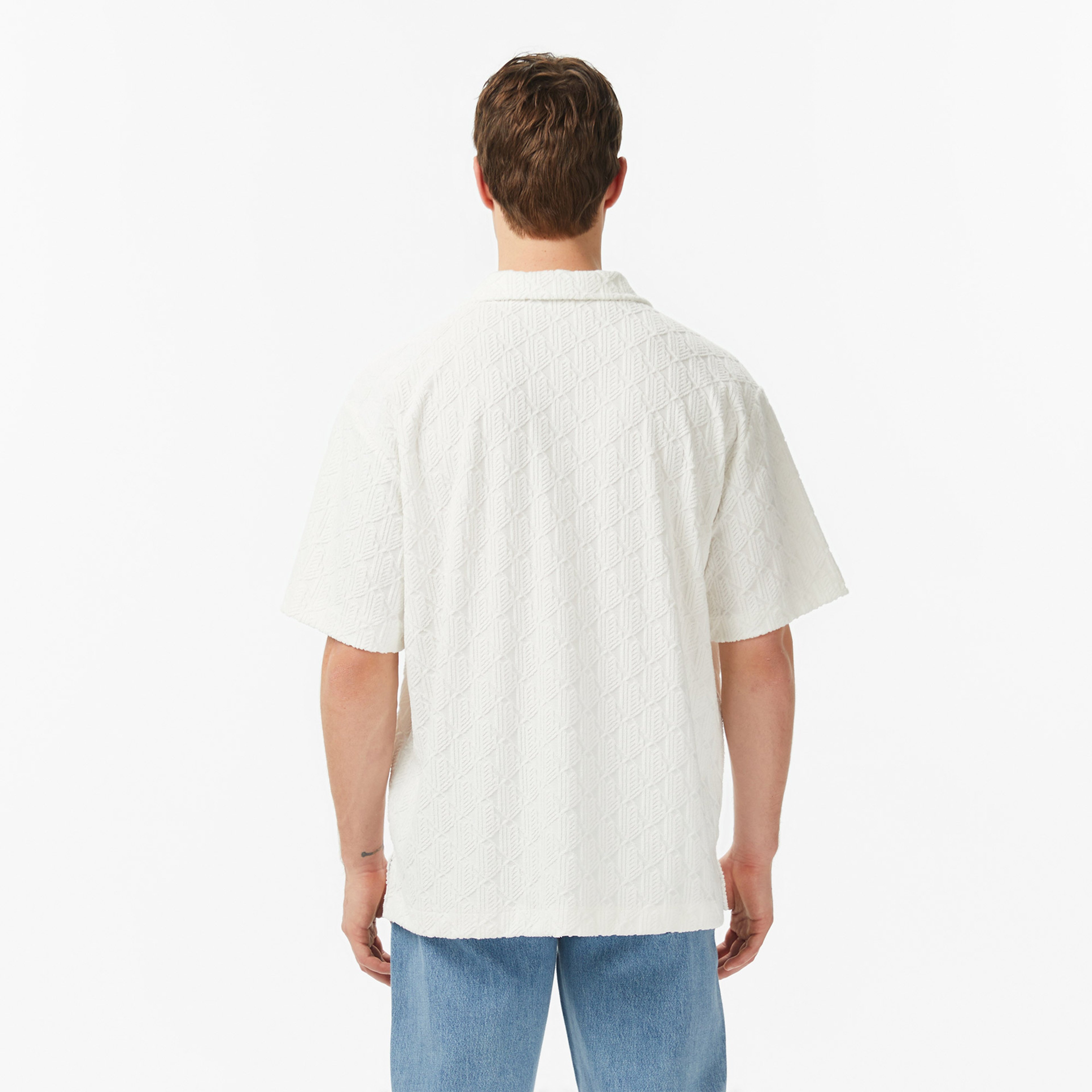 Erkek Relaxed Fit Kısa Kollu Krem Gömlek