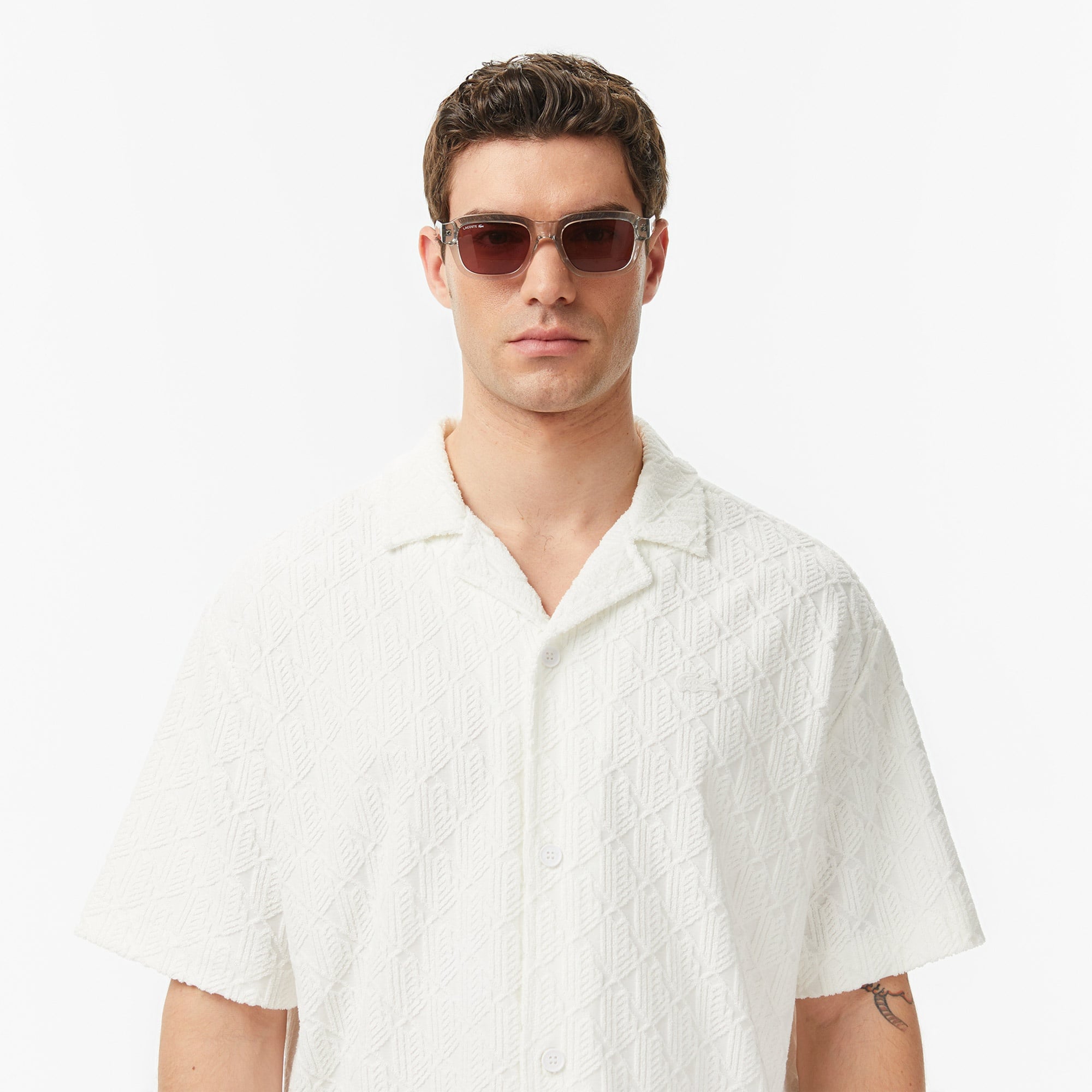 Erkek Relaxed Fit Kısa Kollu Krem Gömlek