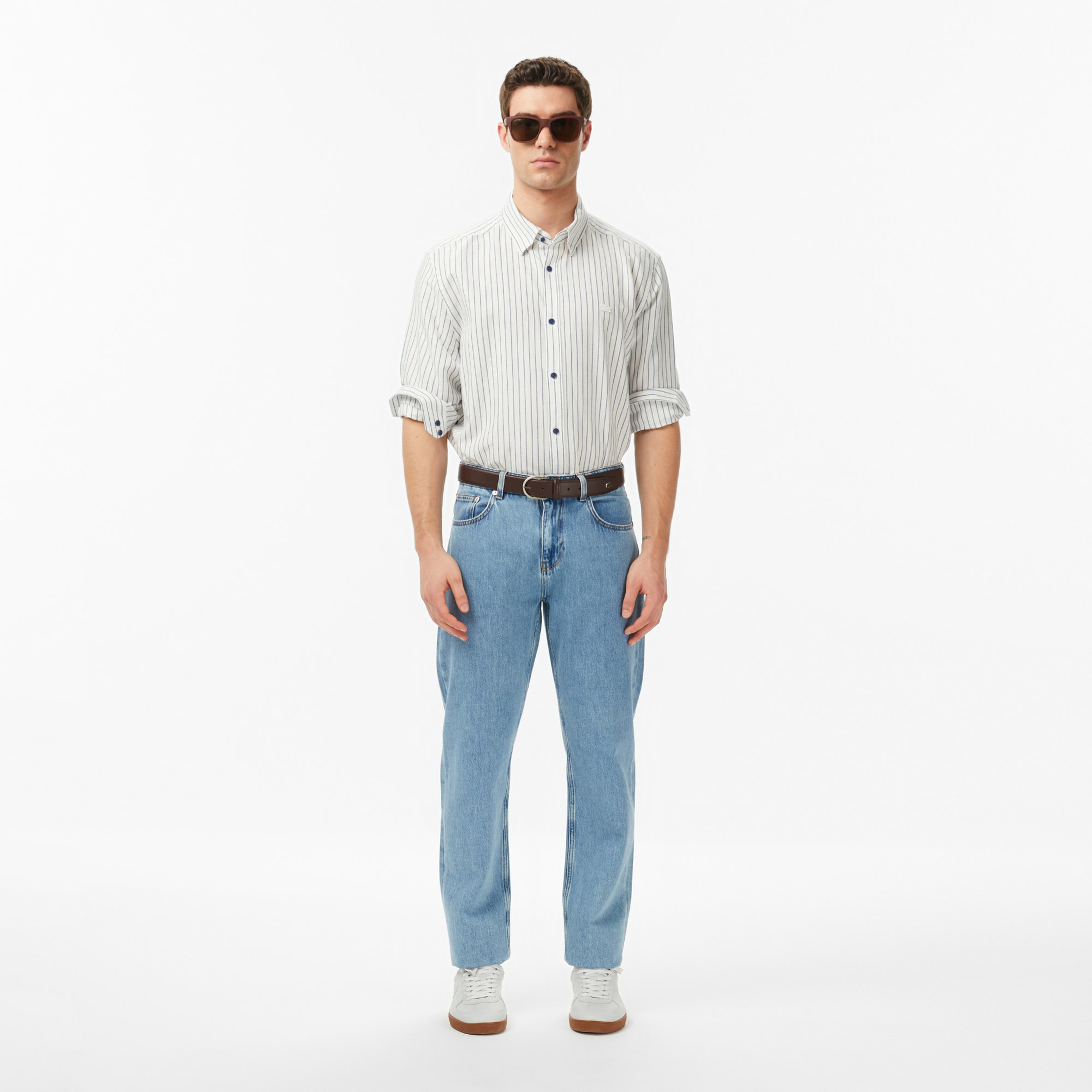 Erkek Regular Fit Düğmeli Yaka Krem Gömlek Erkek Regular Fit Düğmeli Yaka Krem Gömlek