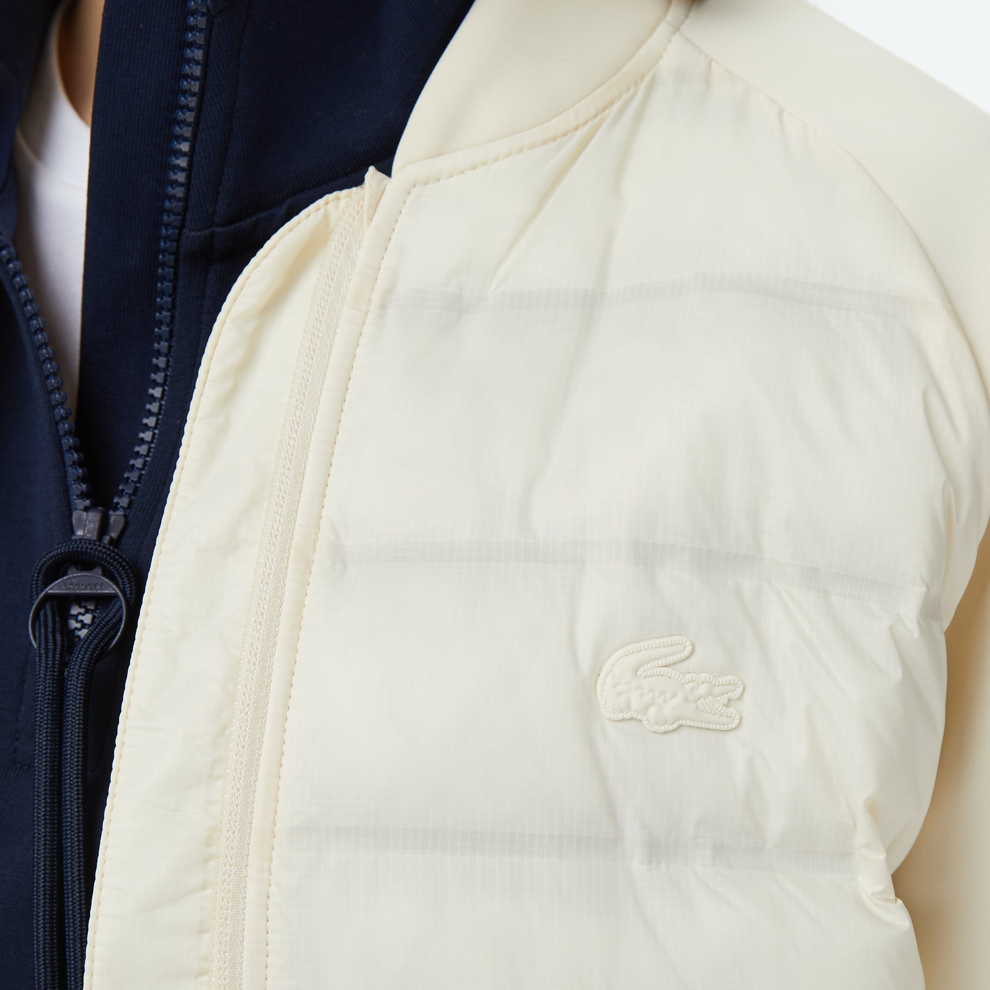 Lacoste Kadın Regular Fit Dik Yaka Renk Bloklu Krem Mont görsel 7