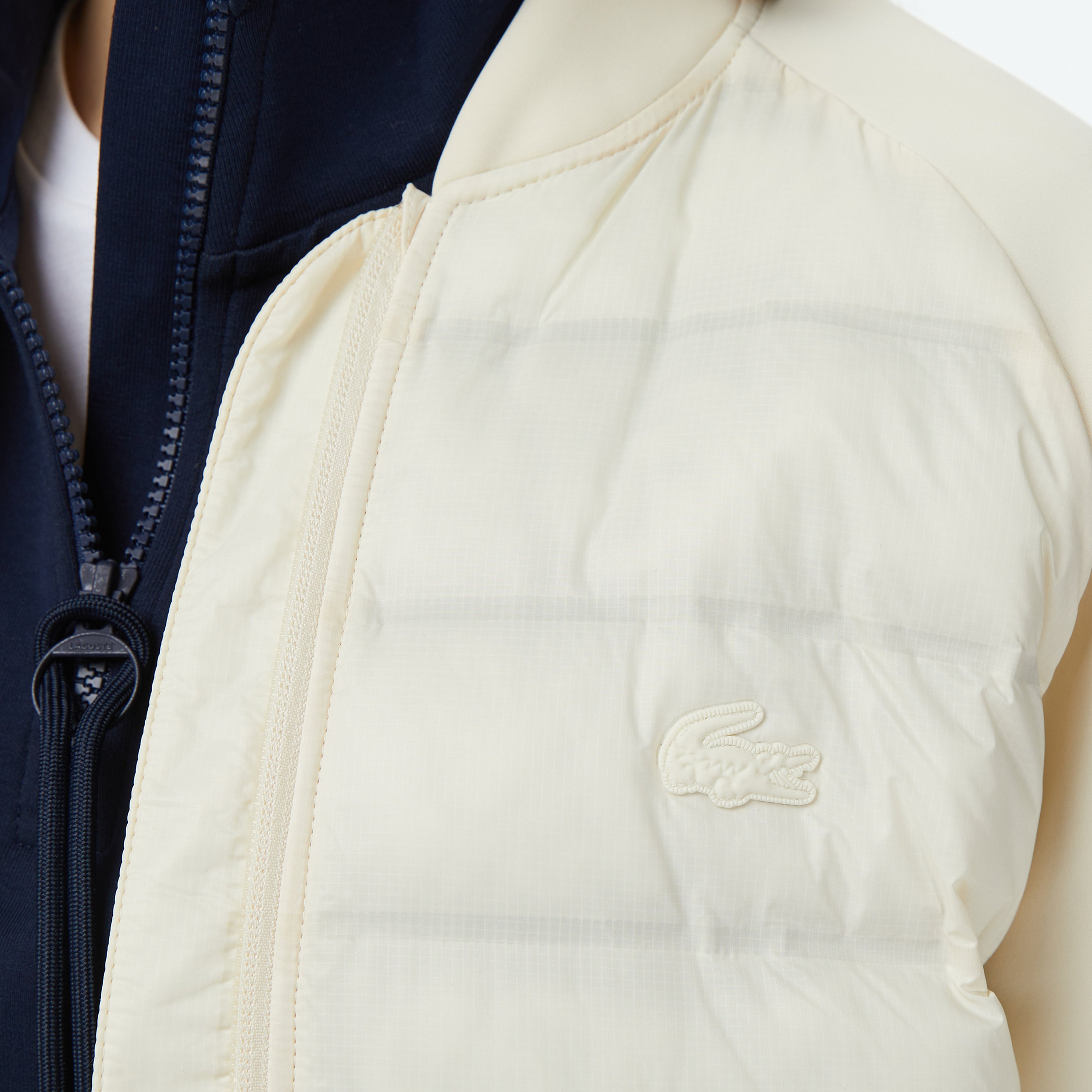 Kadın Regular Fit Dik Yaka Renk Bloklu Krem Mont