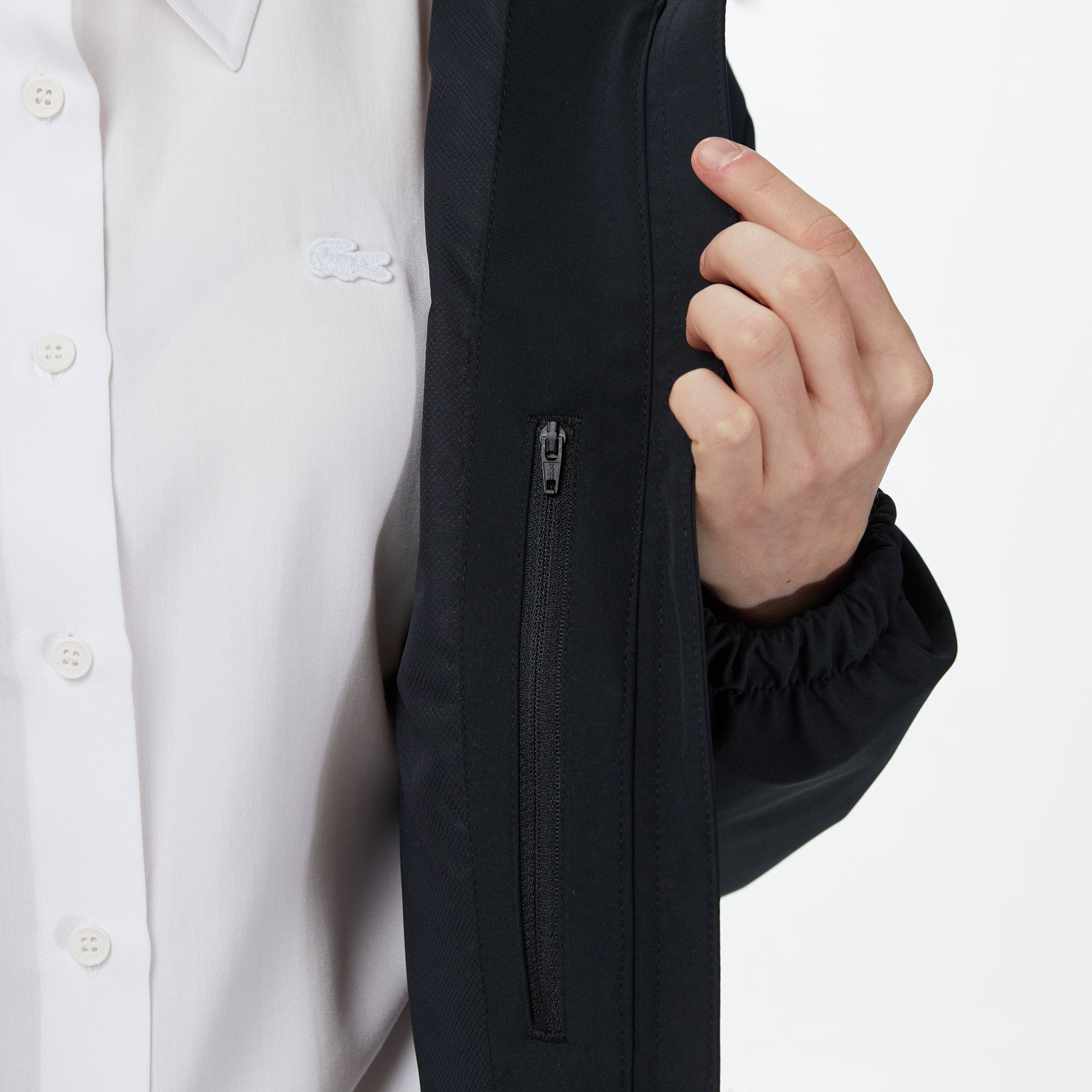 Lacoste Kadın Regular Fit Kapüşonlu Baskılı Siyah Yağmurluk görsel 7