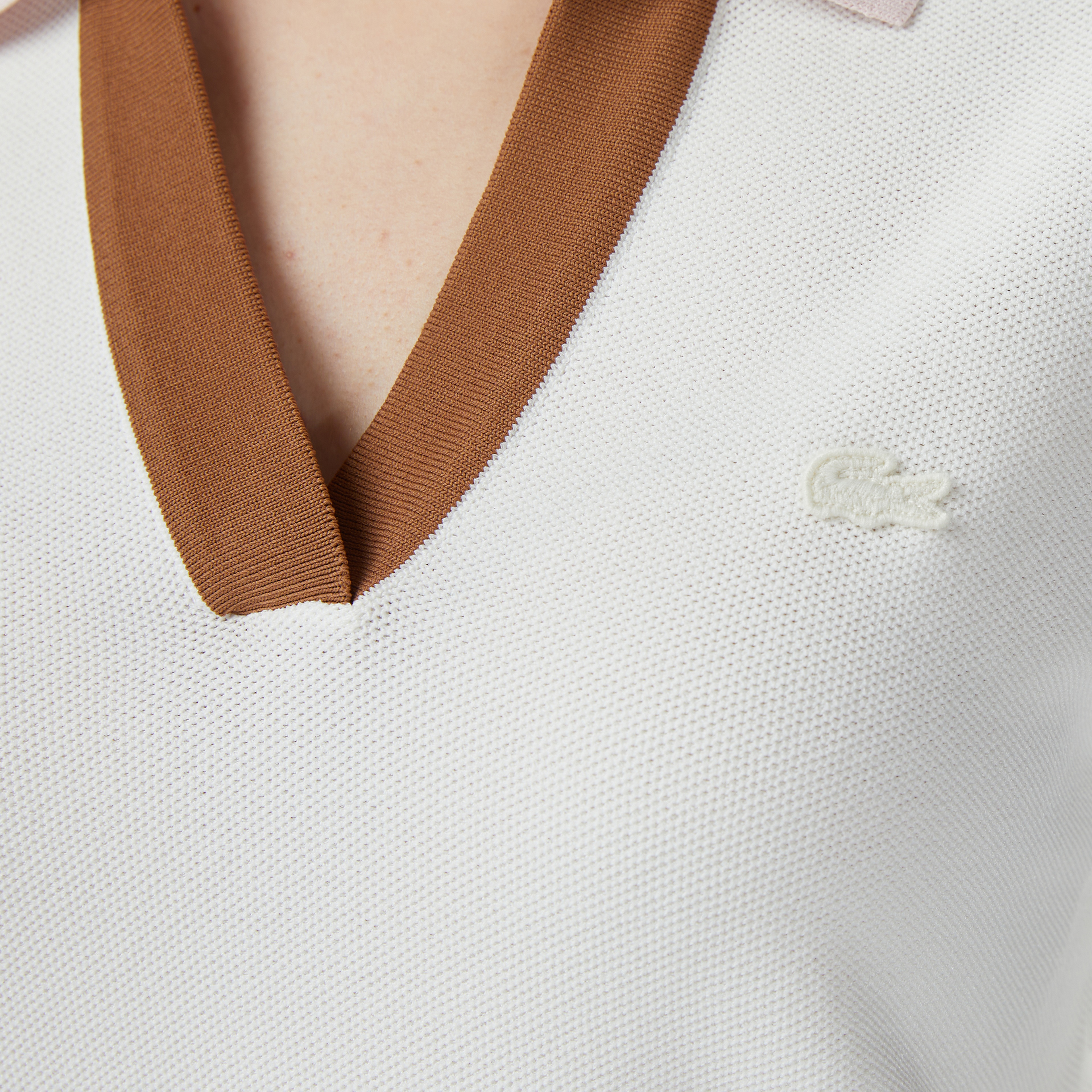 Kadın Regular Fit Kısa Kollu Polo Yaka Krem Triko