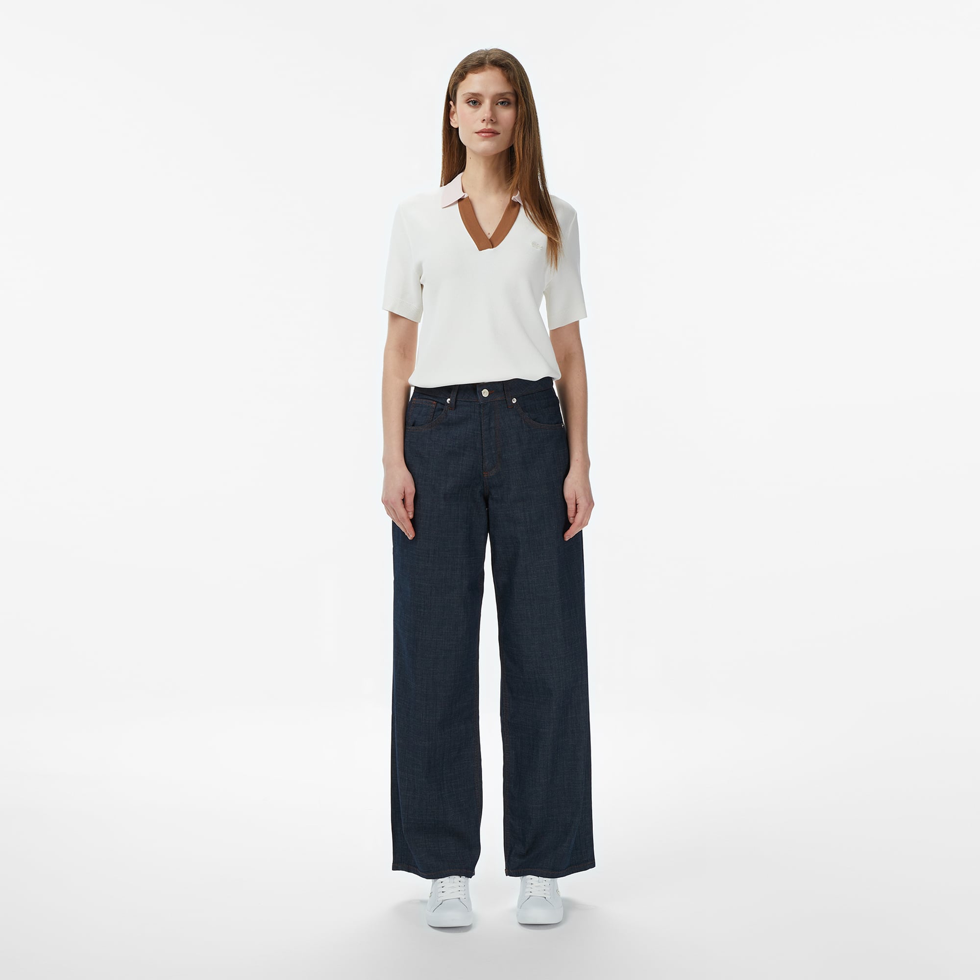 Lacoste Kadın Regular Fit Kısa Kollu Polo Yaka Krem Triko görsel 5