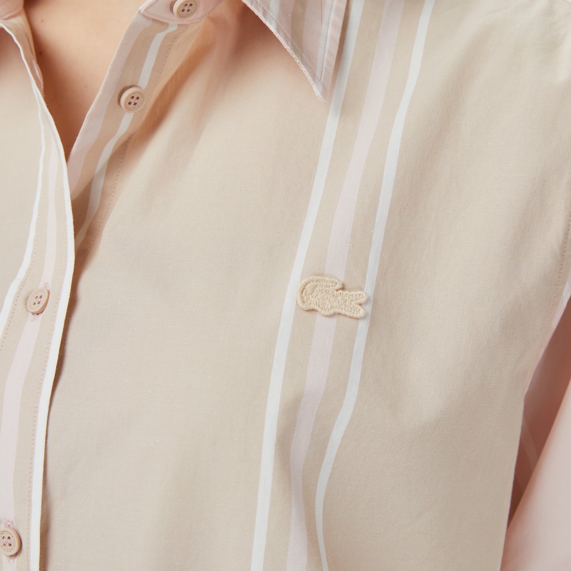 Kadın Regular Fit Renk Bloklu Bej Gömlek