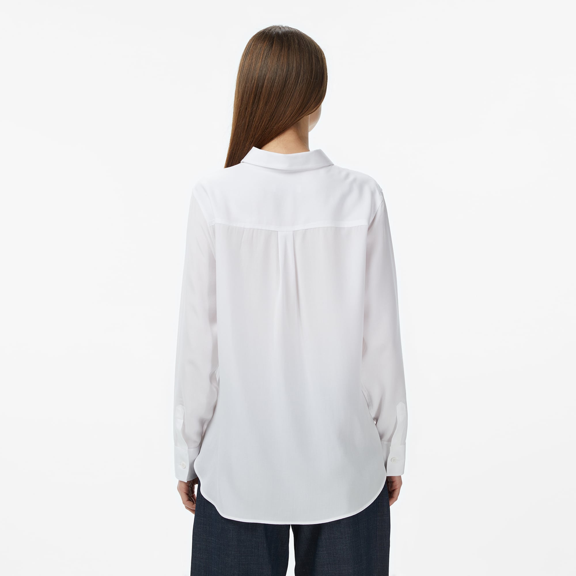 Lacoste Kadın Slim Fit Beyaz Gömlek görsel 2