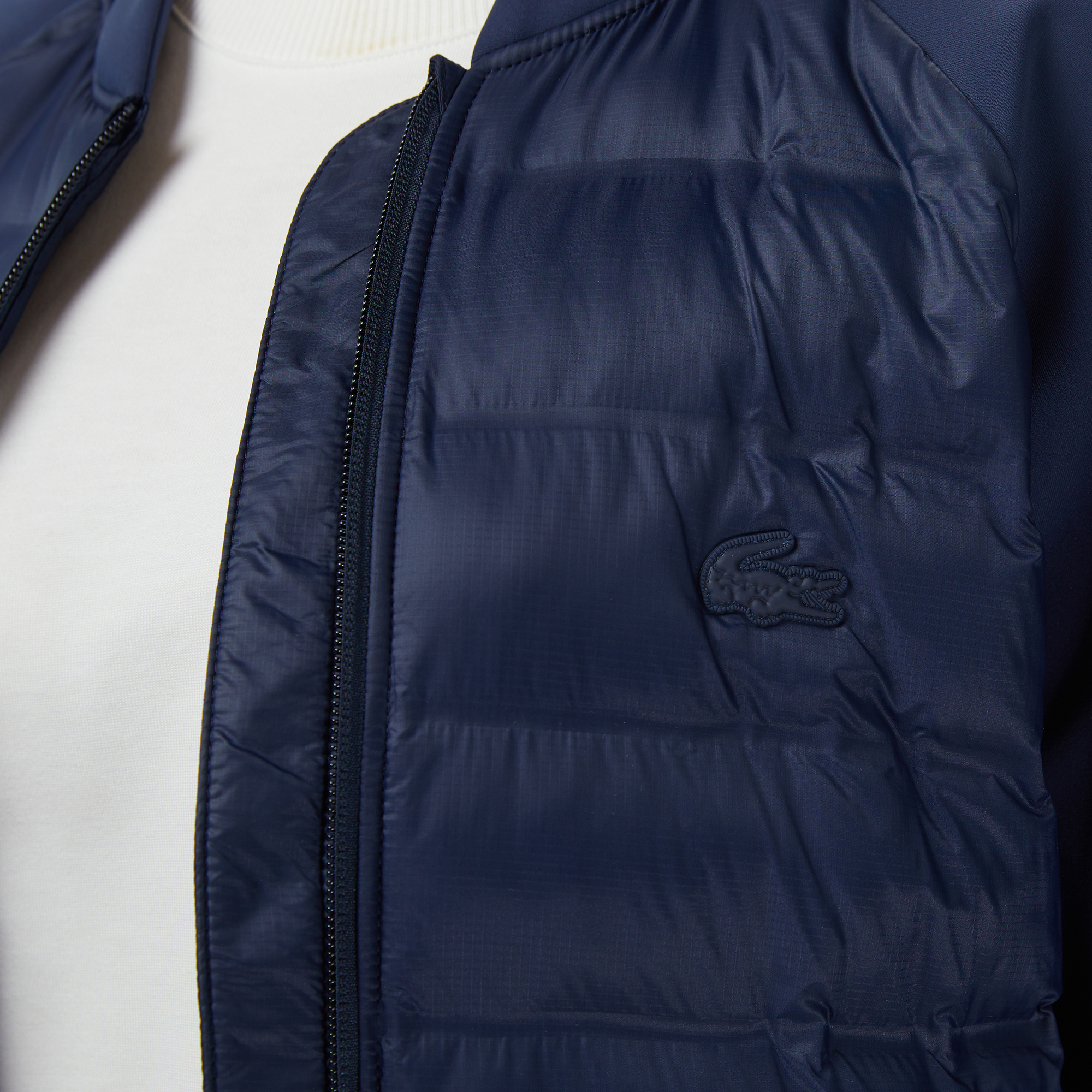 Lacoste Kadın Regular Fit Dik Yaka Renk Bloklu Lacivert Mont görsel 7