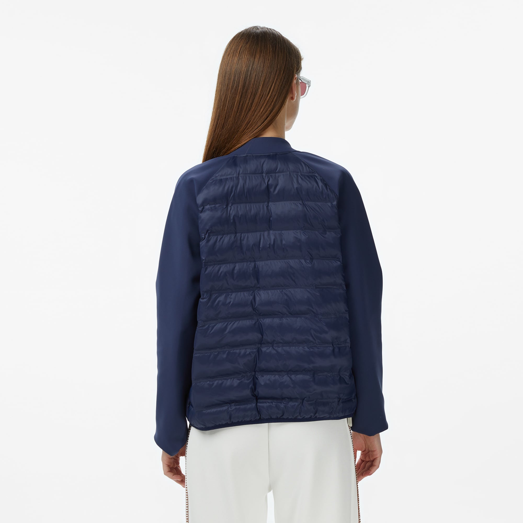 Kadın Regular Fit Dik Yaka Renk Bloklu Lacivert Mont