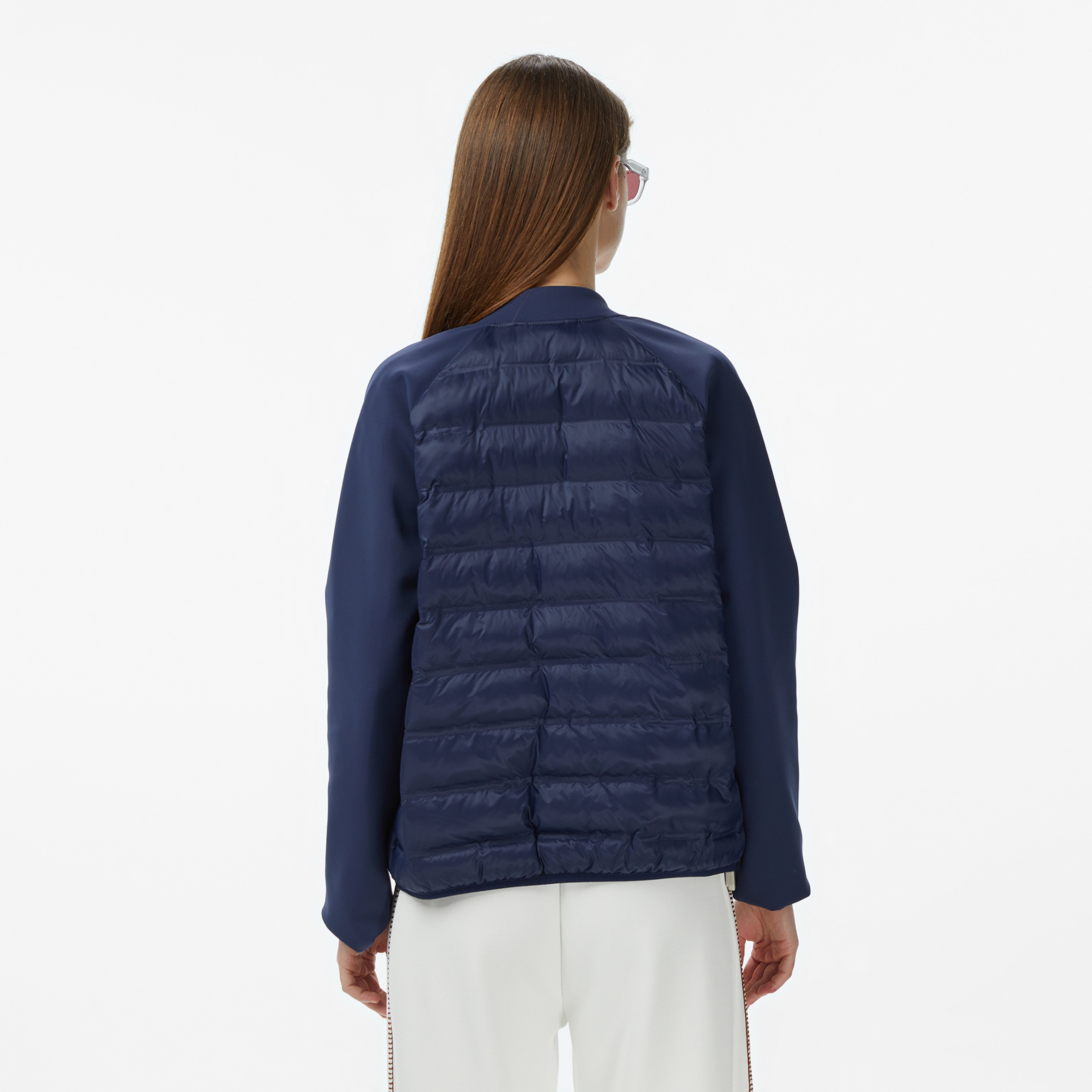 Kadın Regular Fit Dik Yaka Renk Bloklu Lacivert Mont