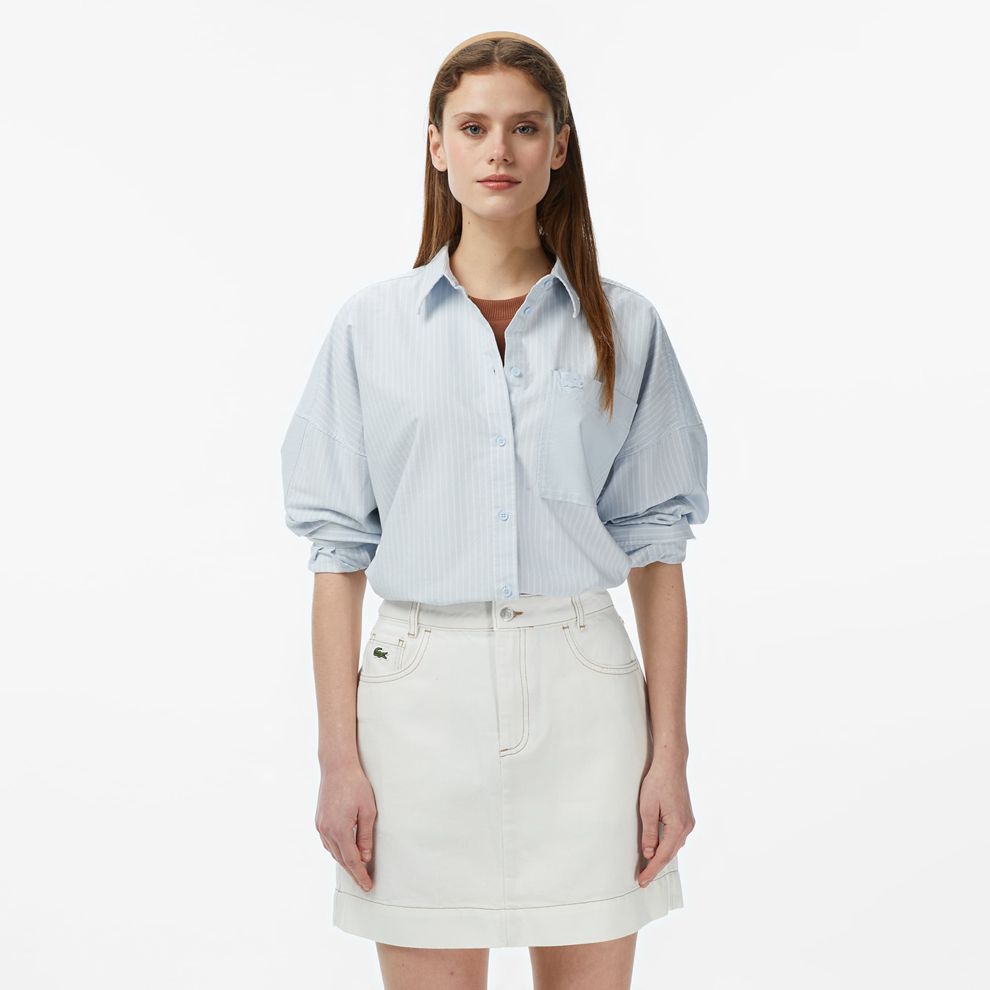 Lacoste Kadın Relaxed Fit Mavi Gömlek