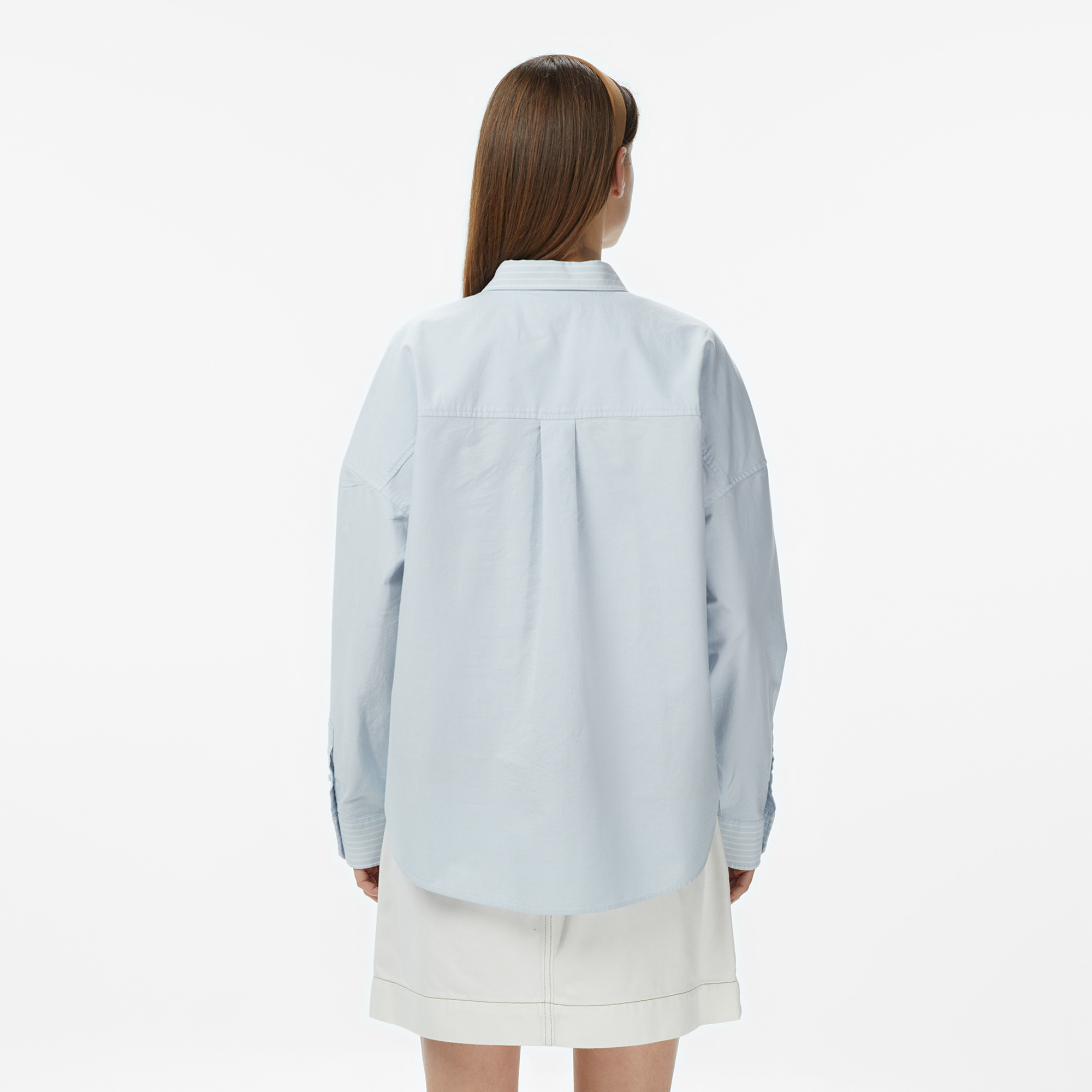 Lacoste Kadın Relaxed Fit Mavi Gömlek görsel 2