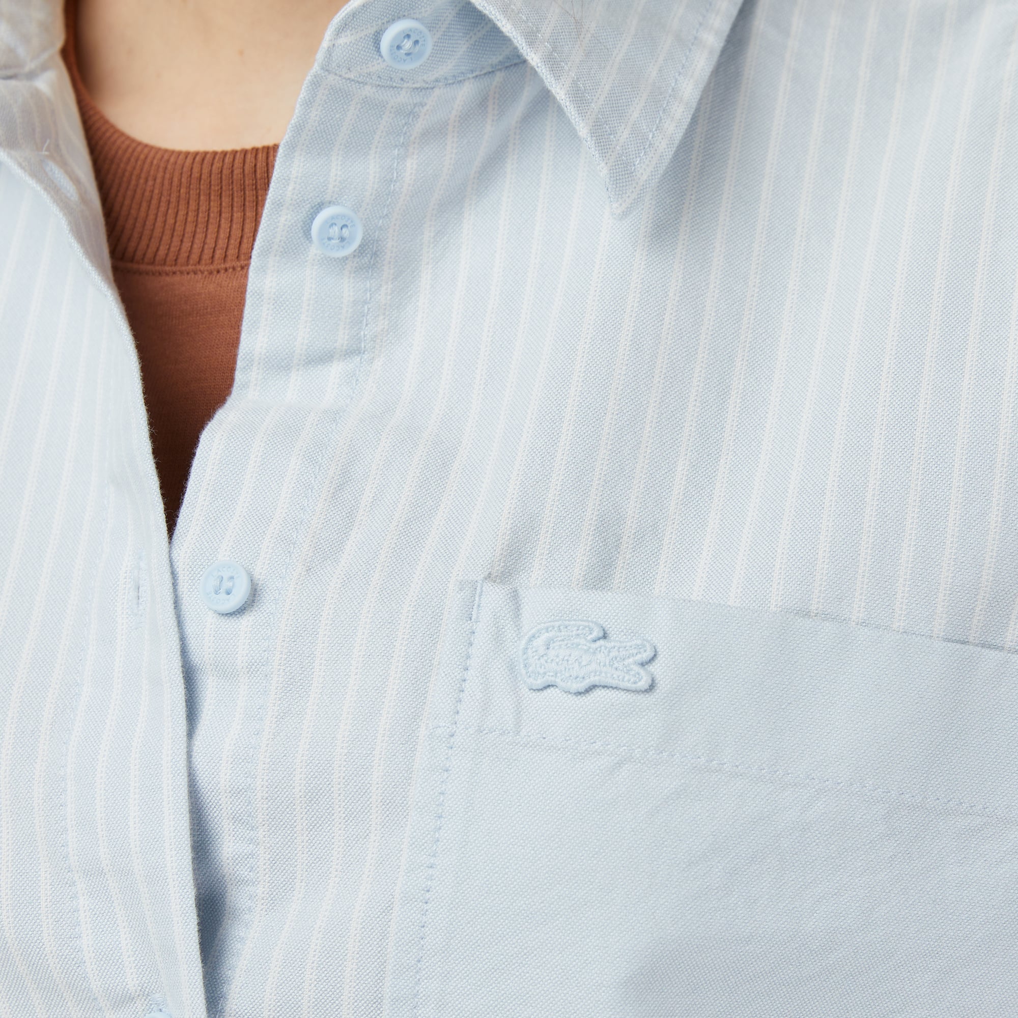 Lacoste Kadın Relaxed Fit Mavi Gömlek görsel 7